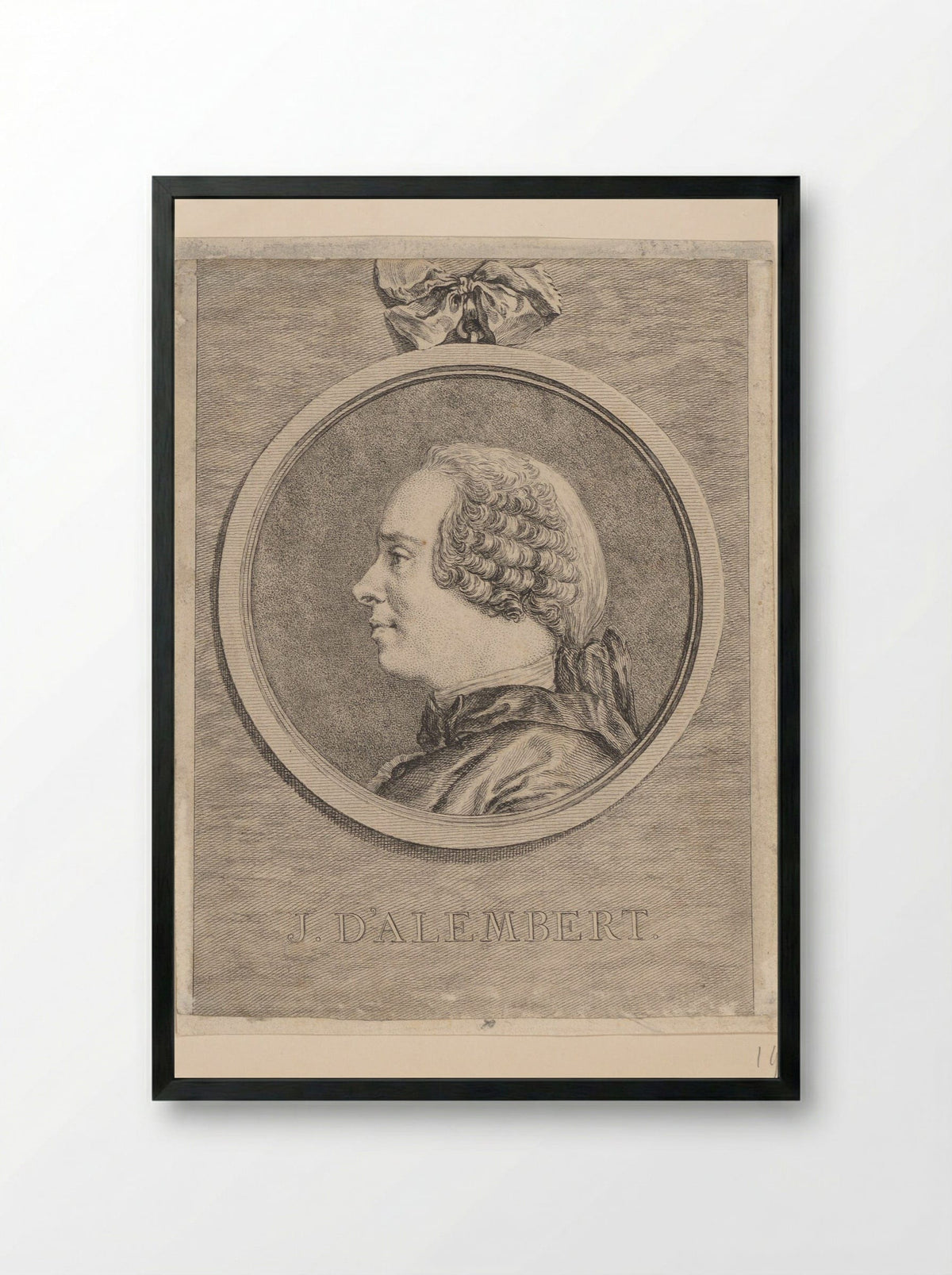Portrait of Jean Le Rond d'Alembert - Claude Henri Watelet - Framed Print Black