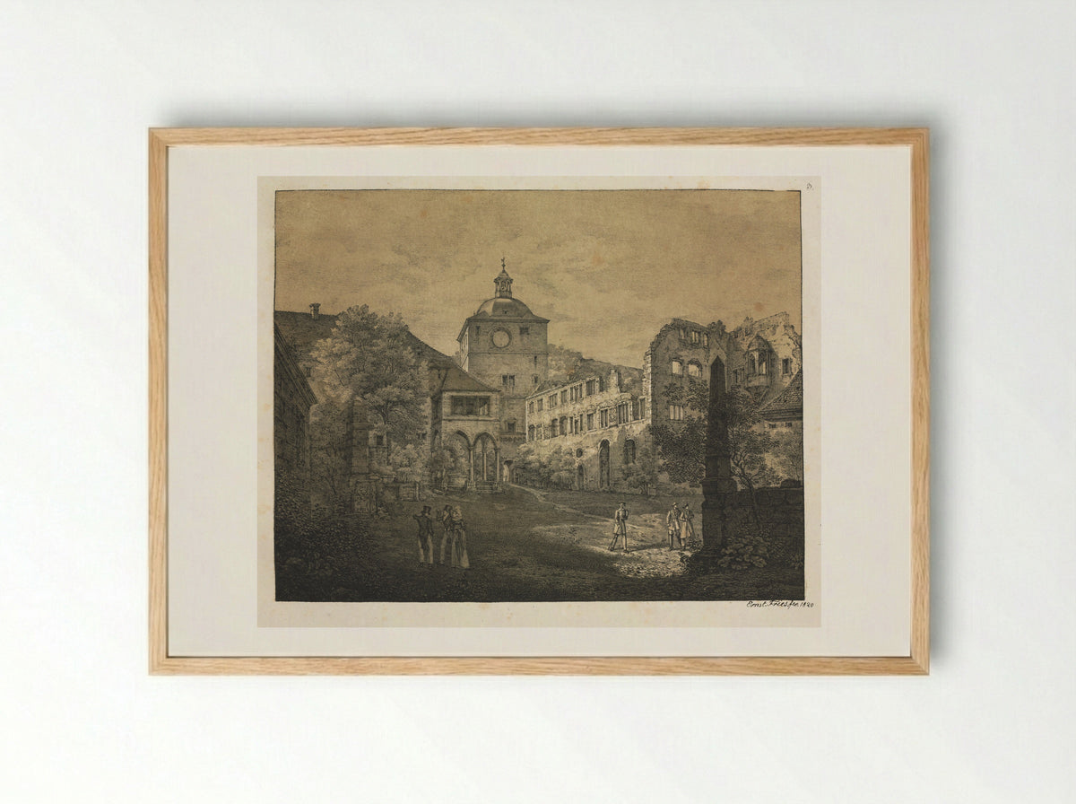 Six Views of Heidelberg Castle: Castle Terrace - Ernst Fries - Framed Print Wood
