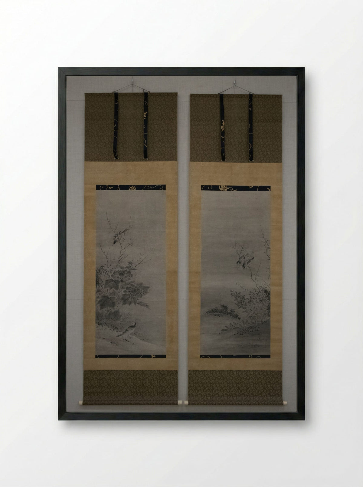 Birds and Flowers - Kano Yukinobu - Framed Print Black