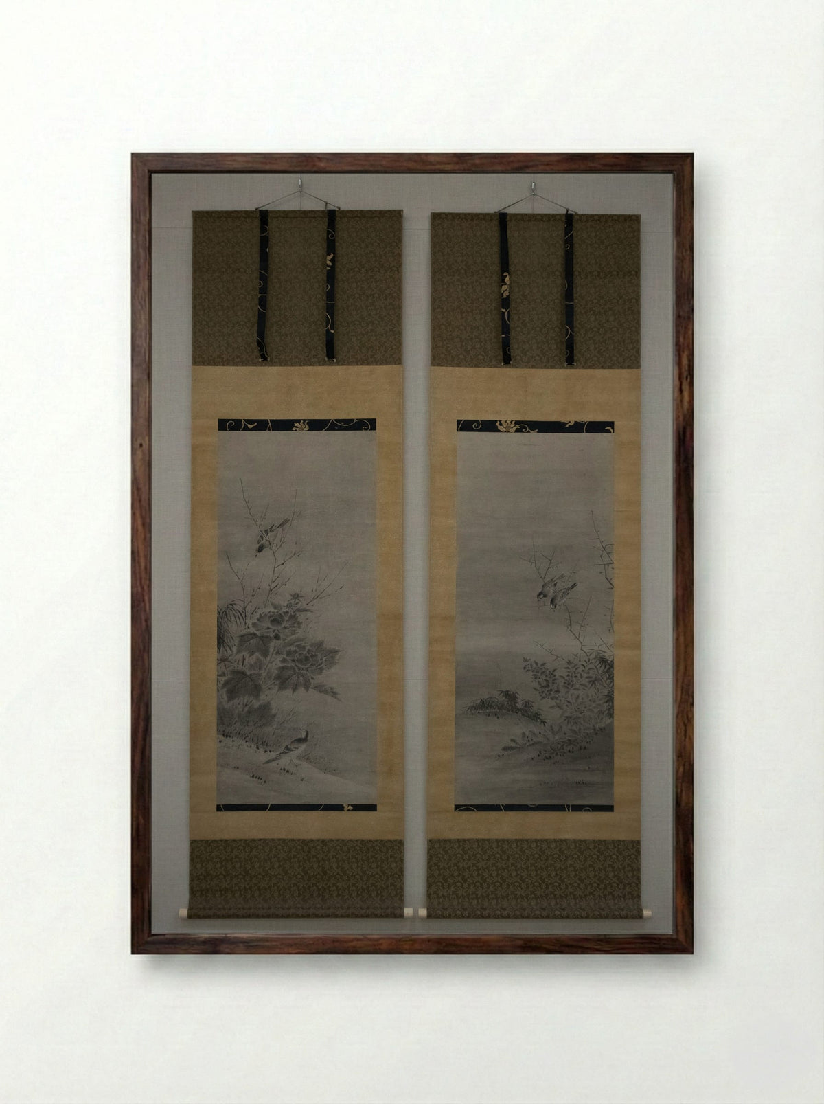 Birds and Flowers - Kano Yukinobu - Framed Print Dark Wood