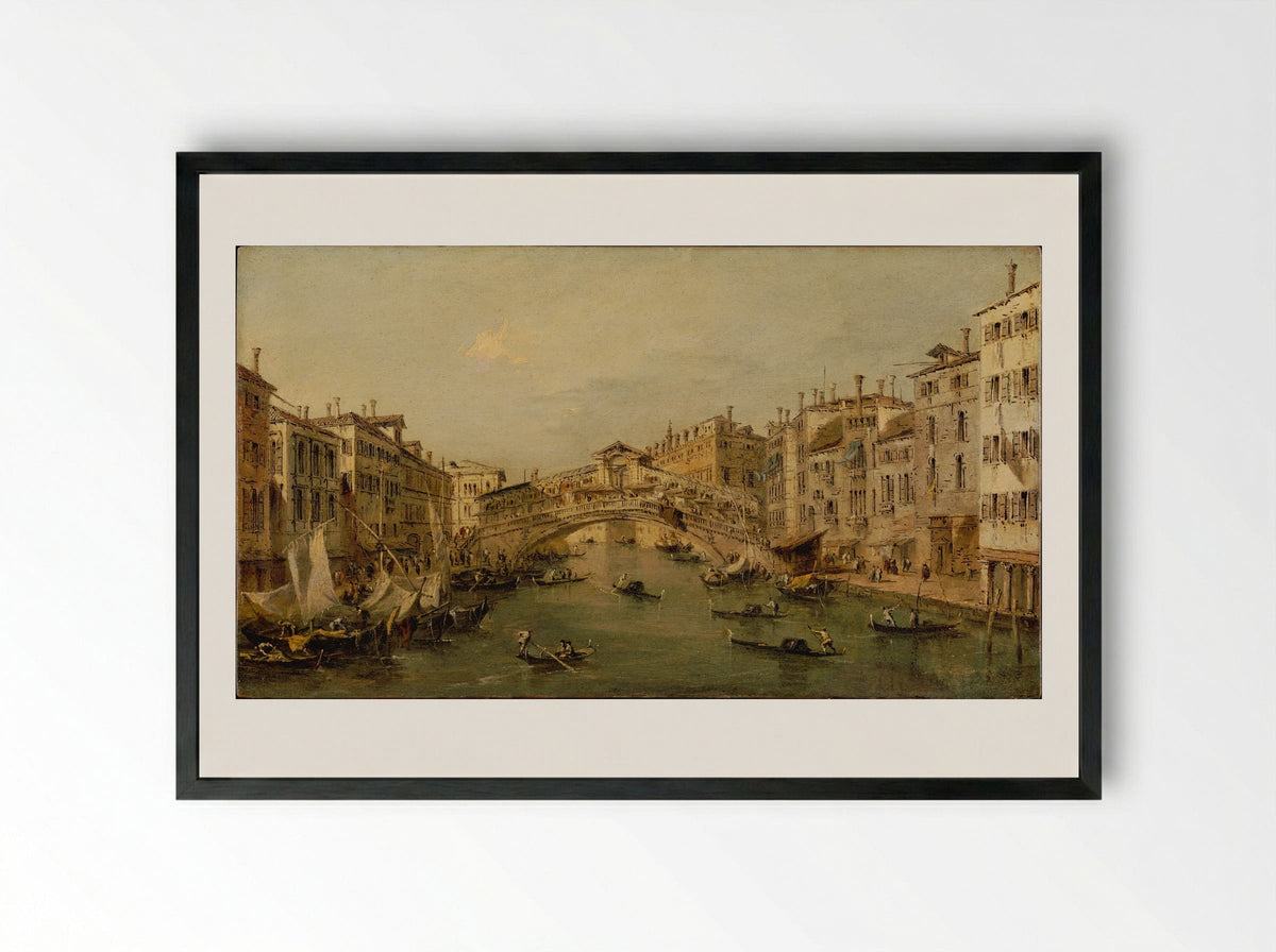 Venice: The Rialto - Francesco Guardi - Framed Print Black