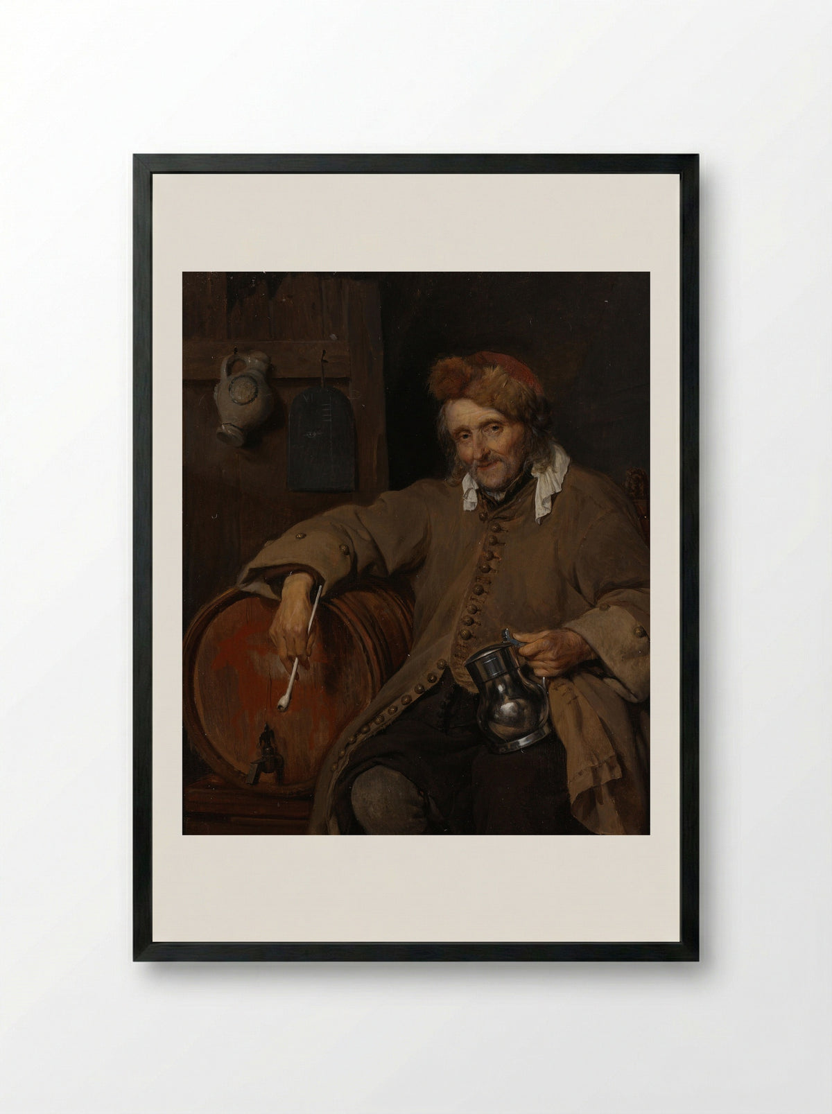 The Old Drinker - Gabriël Metsu - Framed Print Black