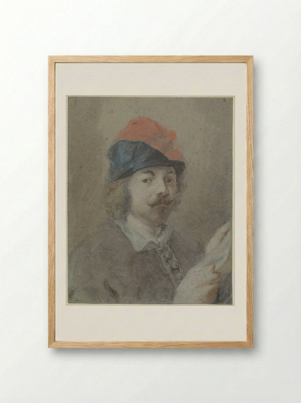 Portret van Jacques Jordaens - Martinus Schouman - Framed Print Wood