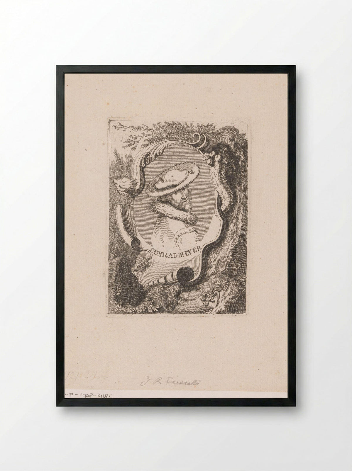 Portrait of Conrad Meyer - Rudolf Füssli - Framed Print Black