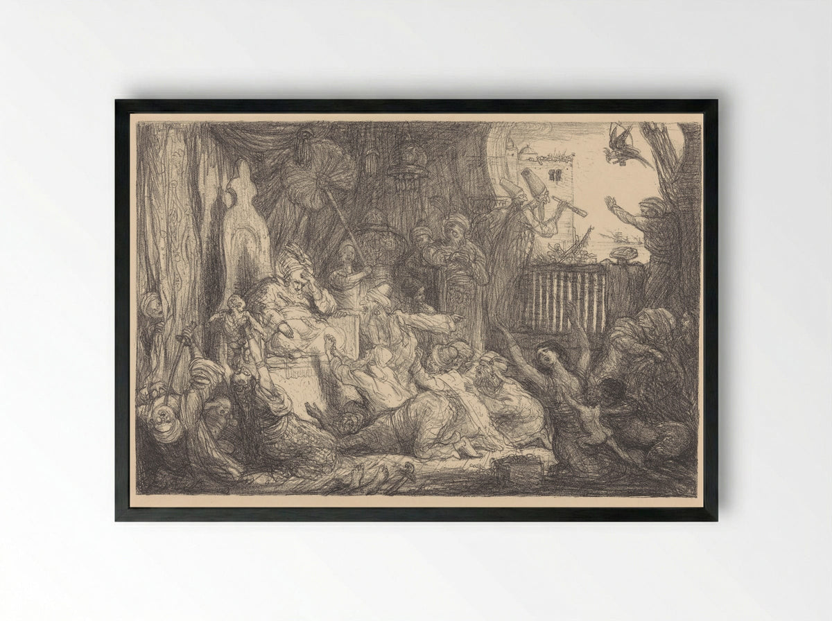 De Hollandsche Vloot voor Marocco: Paniek in het paleis - Marius Bauer - Framed Print Black