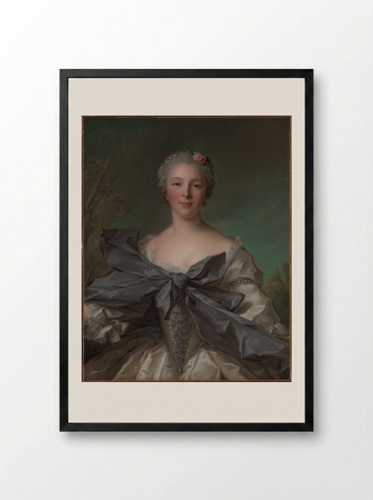 Marie Françoise de La Cropte de St. Abre, Marquise d'Argence - Jean-Marc Nattier - Framed Print Black