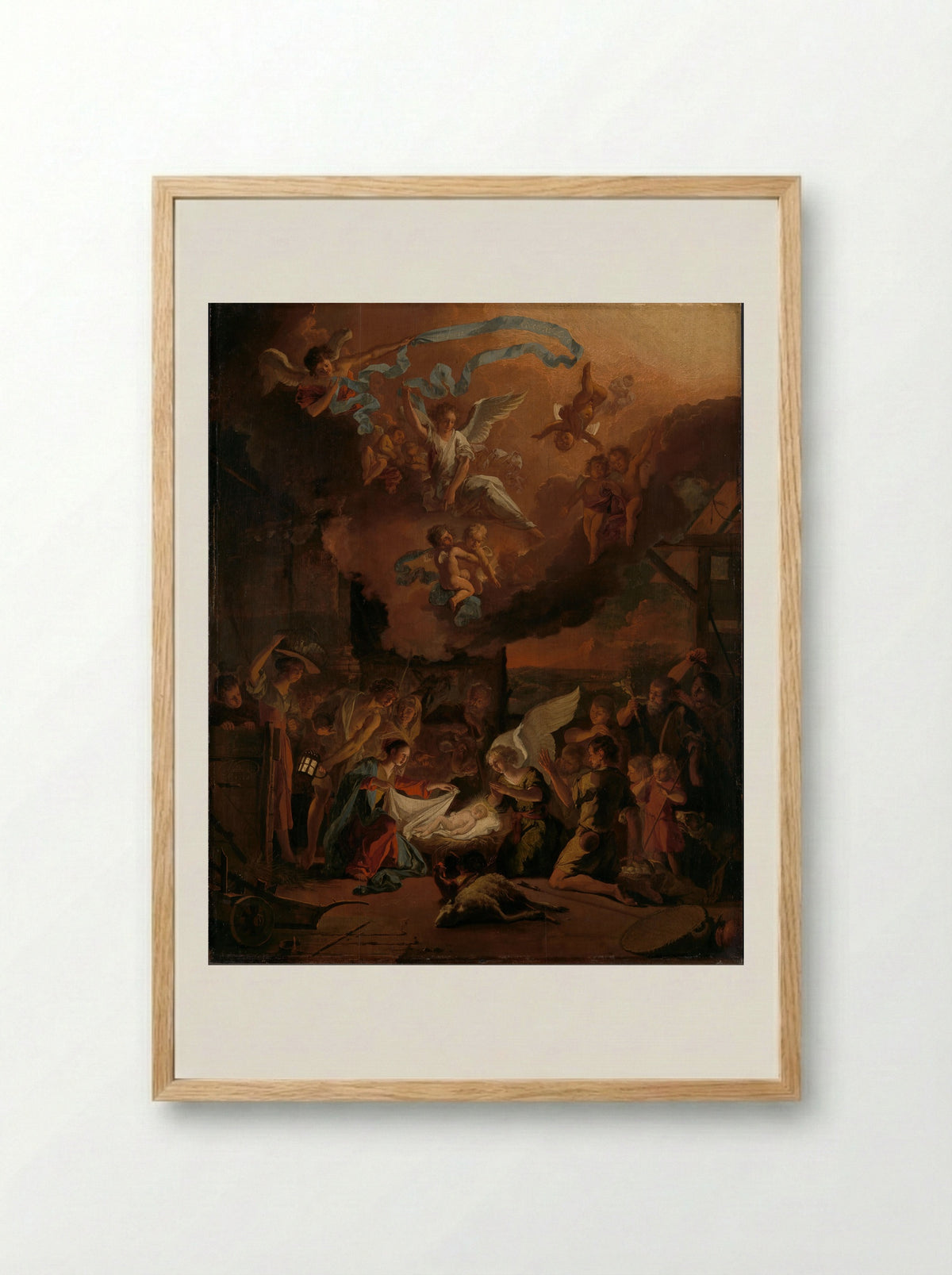 The Adoration of the Shepherds - Abraham Daniëlsz. Hondius - Framed Print Wood