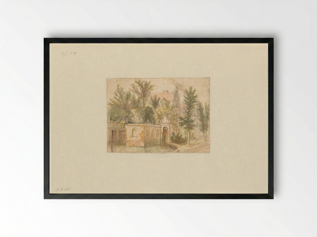 Stadshuizen boven een gracht - Jan Griffier (I) - Framed Print Black