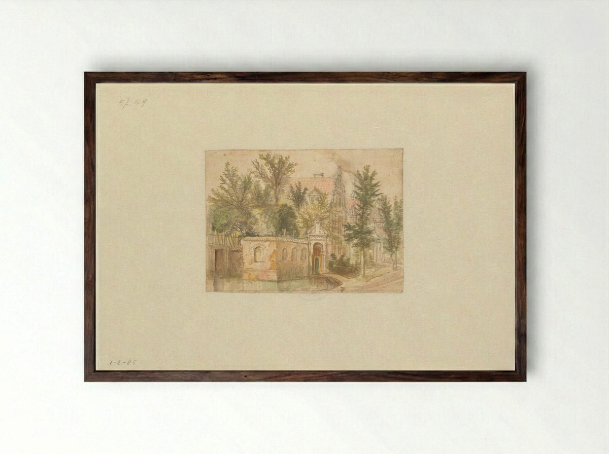 Stadshuizen boven een gracht - Jan Griffier (I) - Framed Print Dark Wood