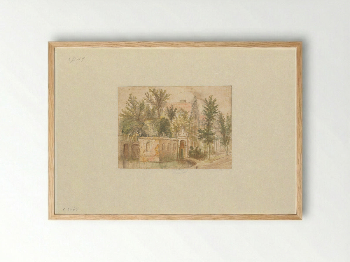 Stadshuizen boven een gracht - Jan Griffier (I) - Framed Print Wood