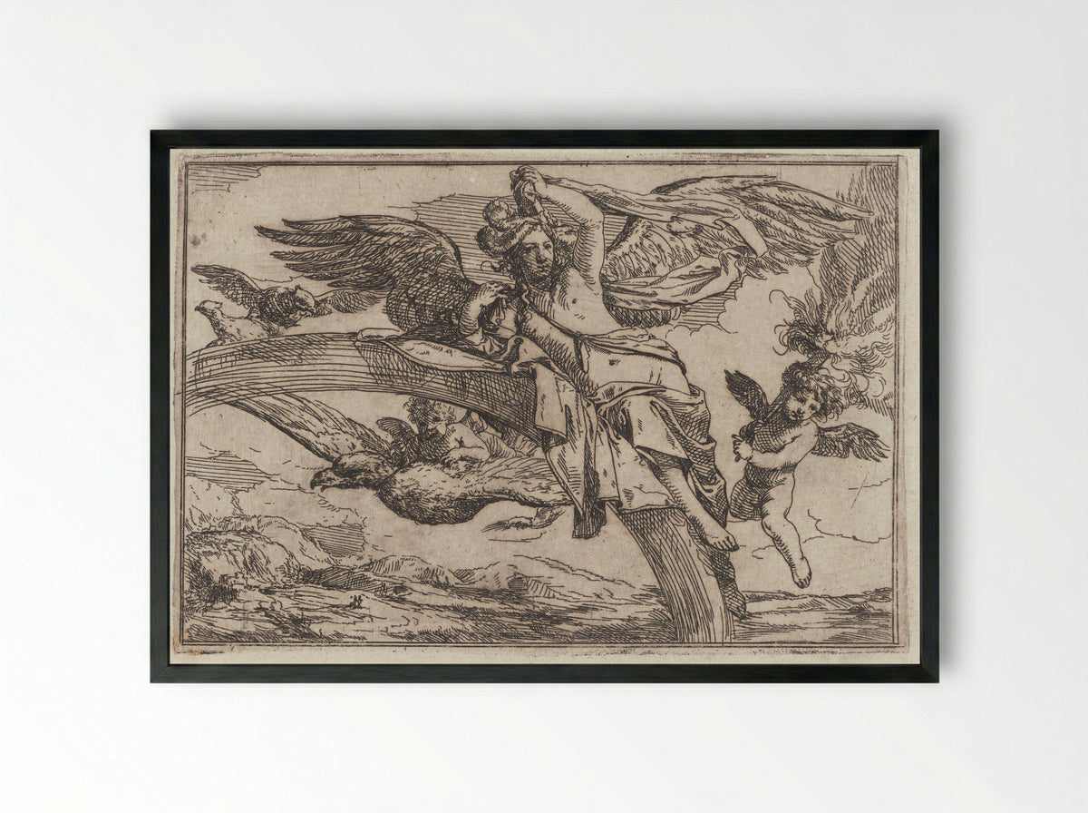 Allegory of Air - Giulio Carpioni - Framed Print Black