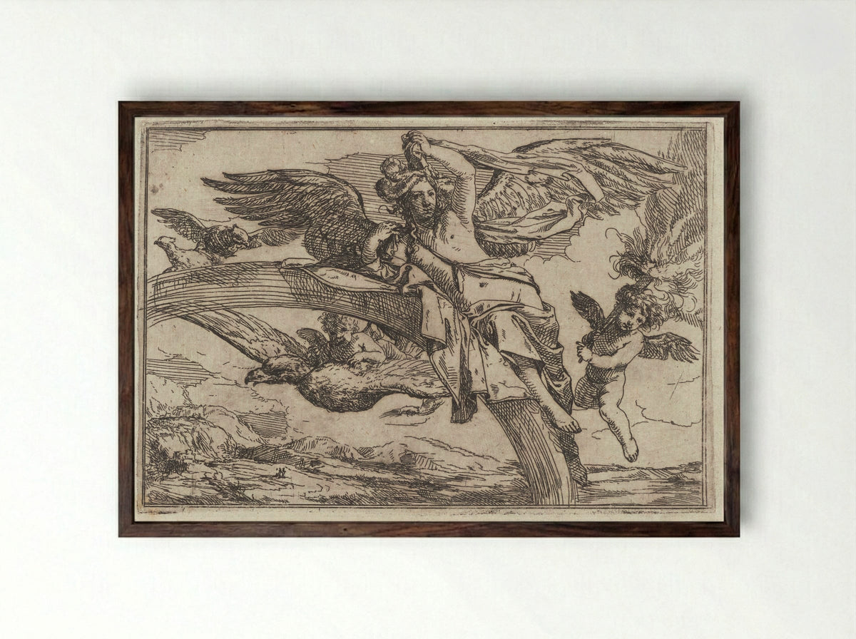Allegory of Air - Giulio Carpioni - Framed Print Dark Wood