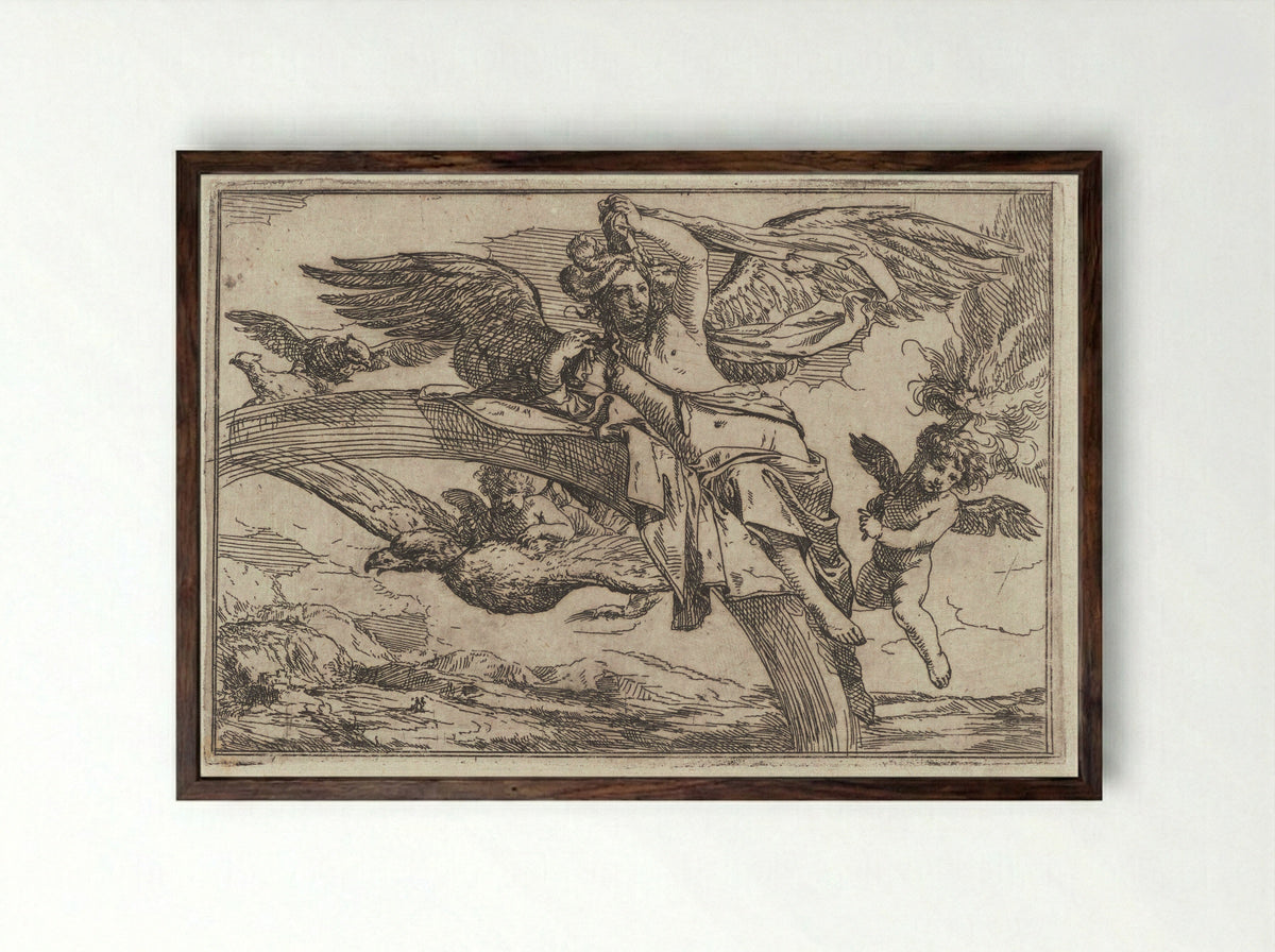 Allegory of Air - Giulio Carpioni - Framed Print Dark Wood