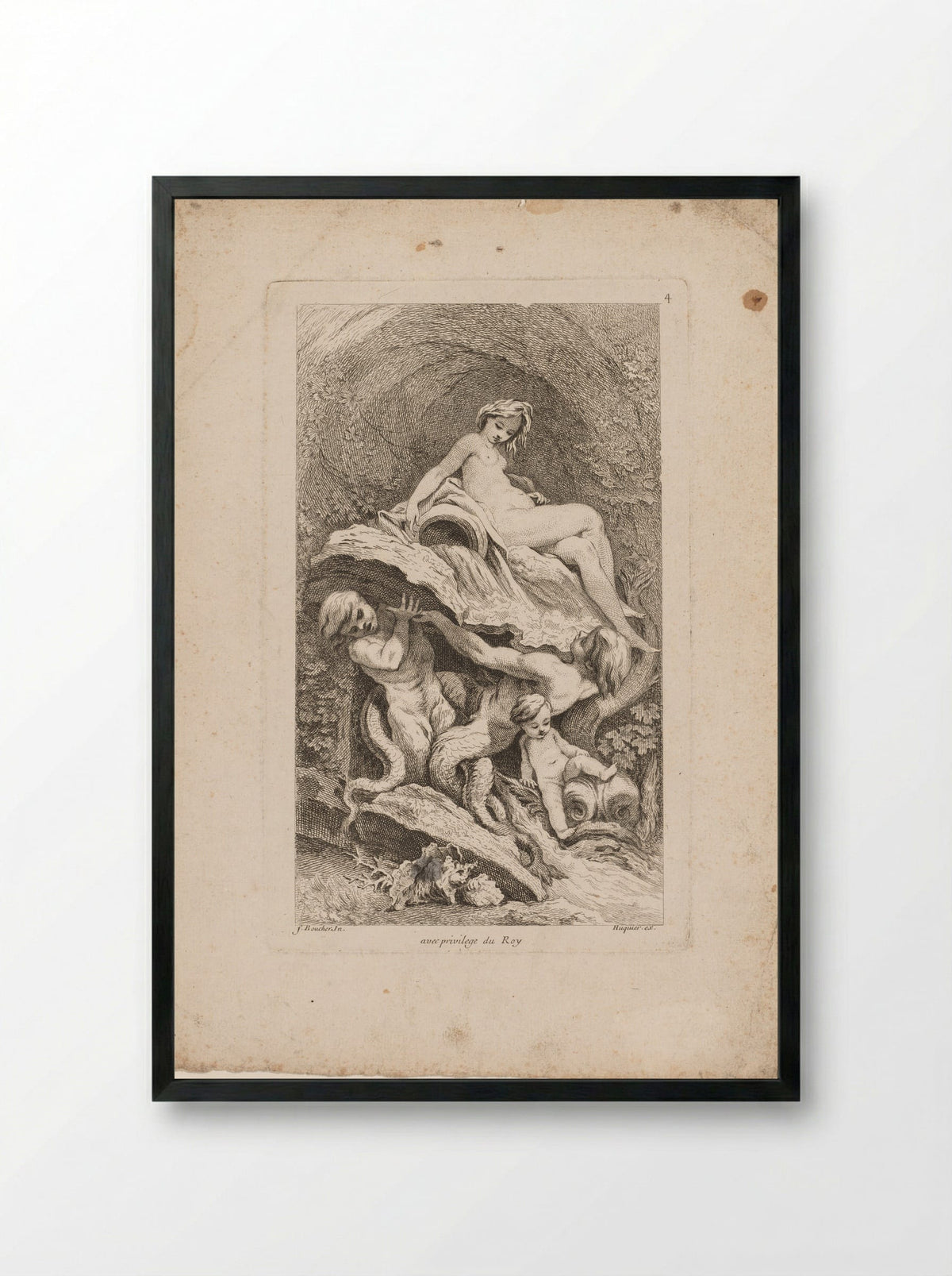 Book of Fountains: No. 4 - Gabriel Huquier - Framed Print Black