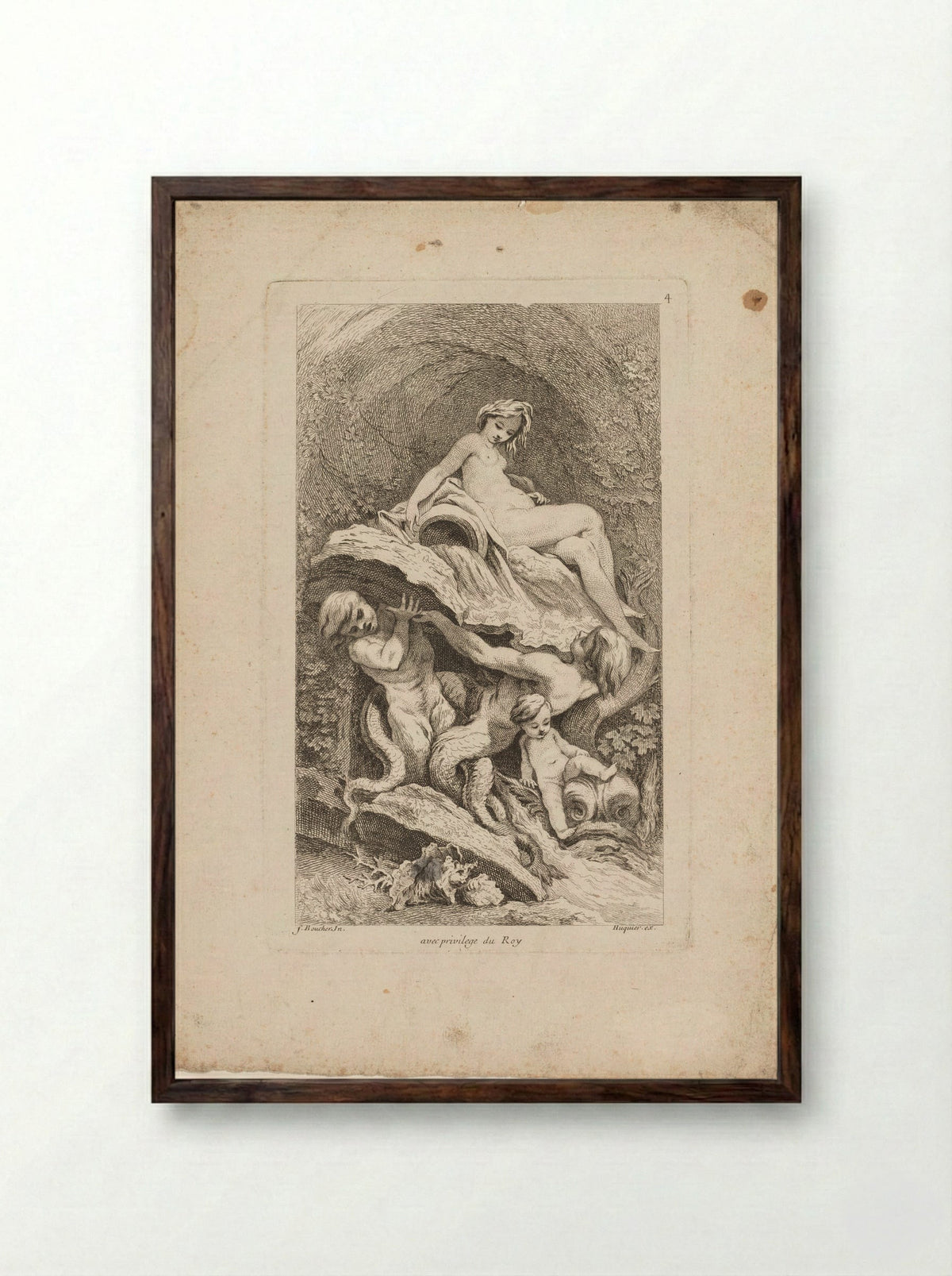 Book of Fountains: No. 4 - Gabriel Huquier - Framed Print Dark Wood