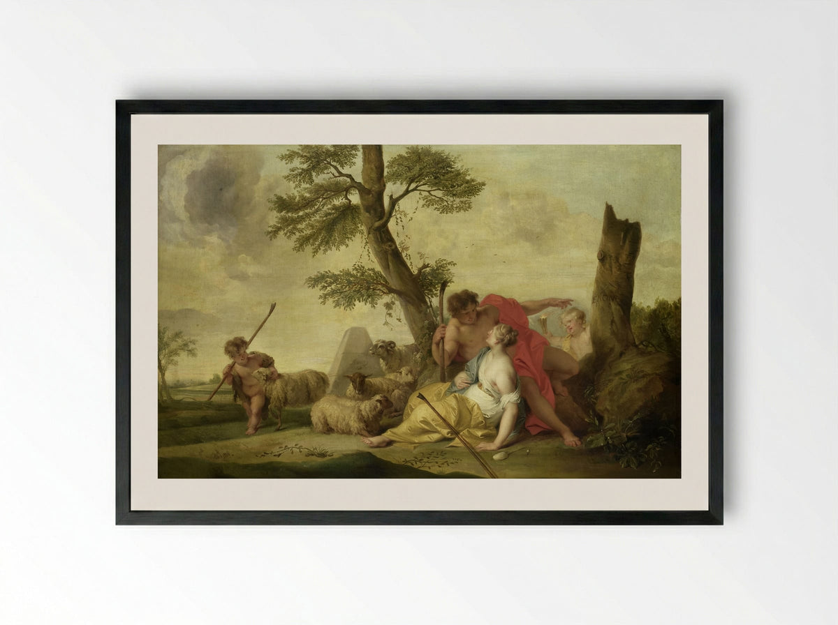 Paris and Oenone - Jacob de Wit - Framed Print Black