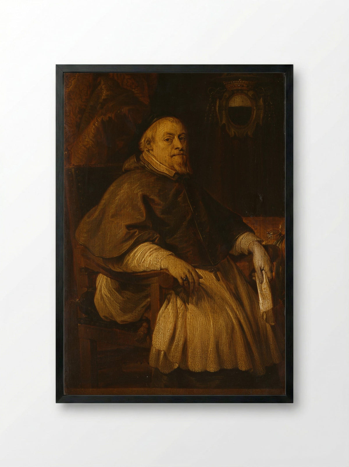 Portrait of François de Gand-Villain, Bishop of Tournai - Lucas Franchoys (II) - Framed Print Black