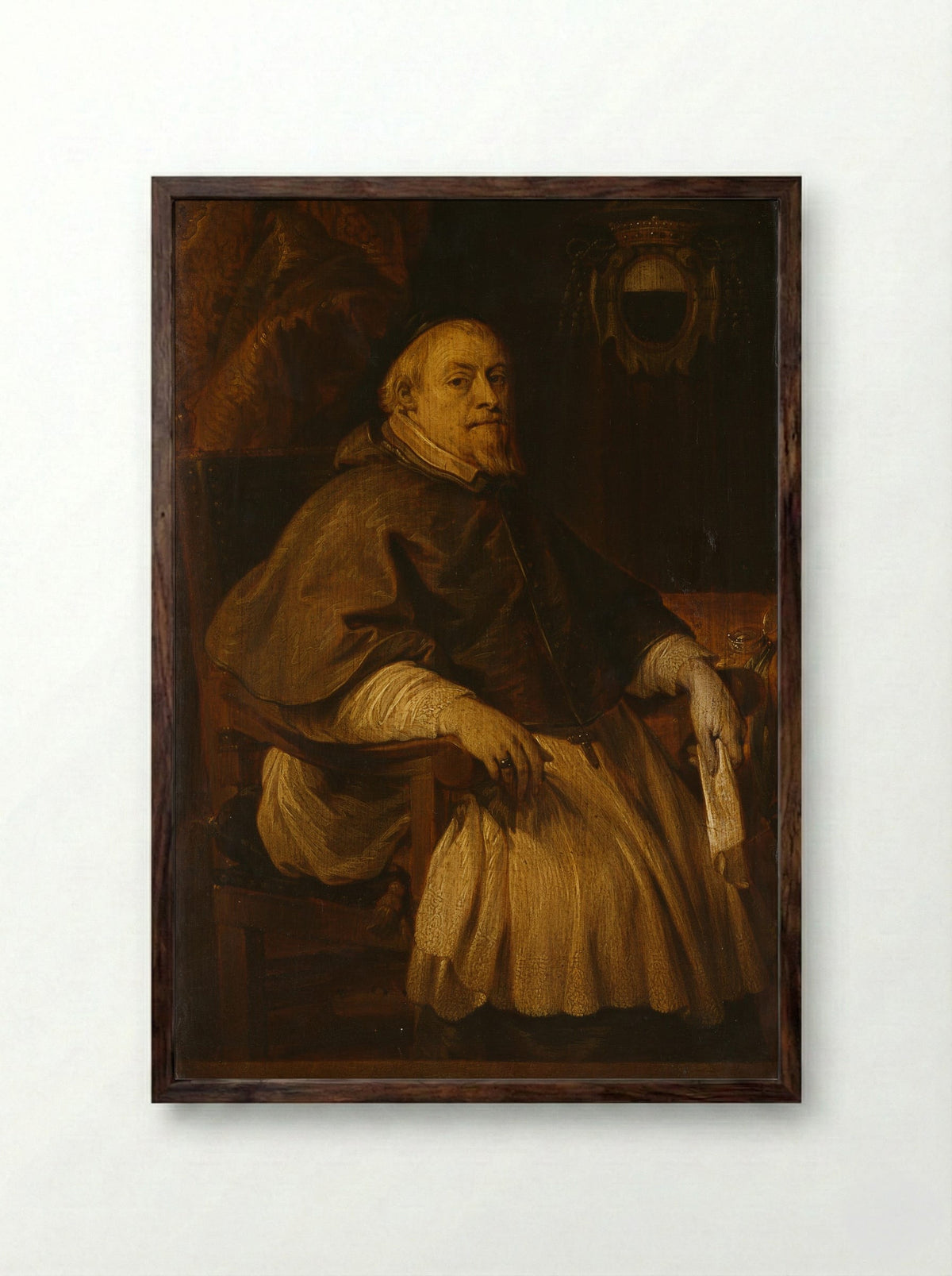 Portrait of François de Gand-Villain, Bishop of Tournai - Lucas Franchoys (II) - Framed Print Dark Wood
