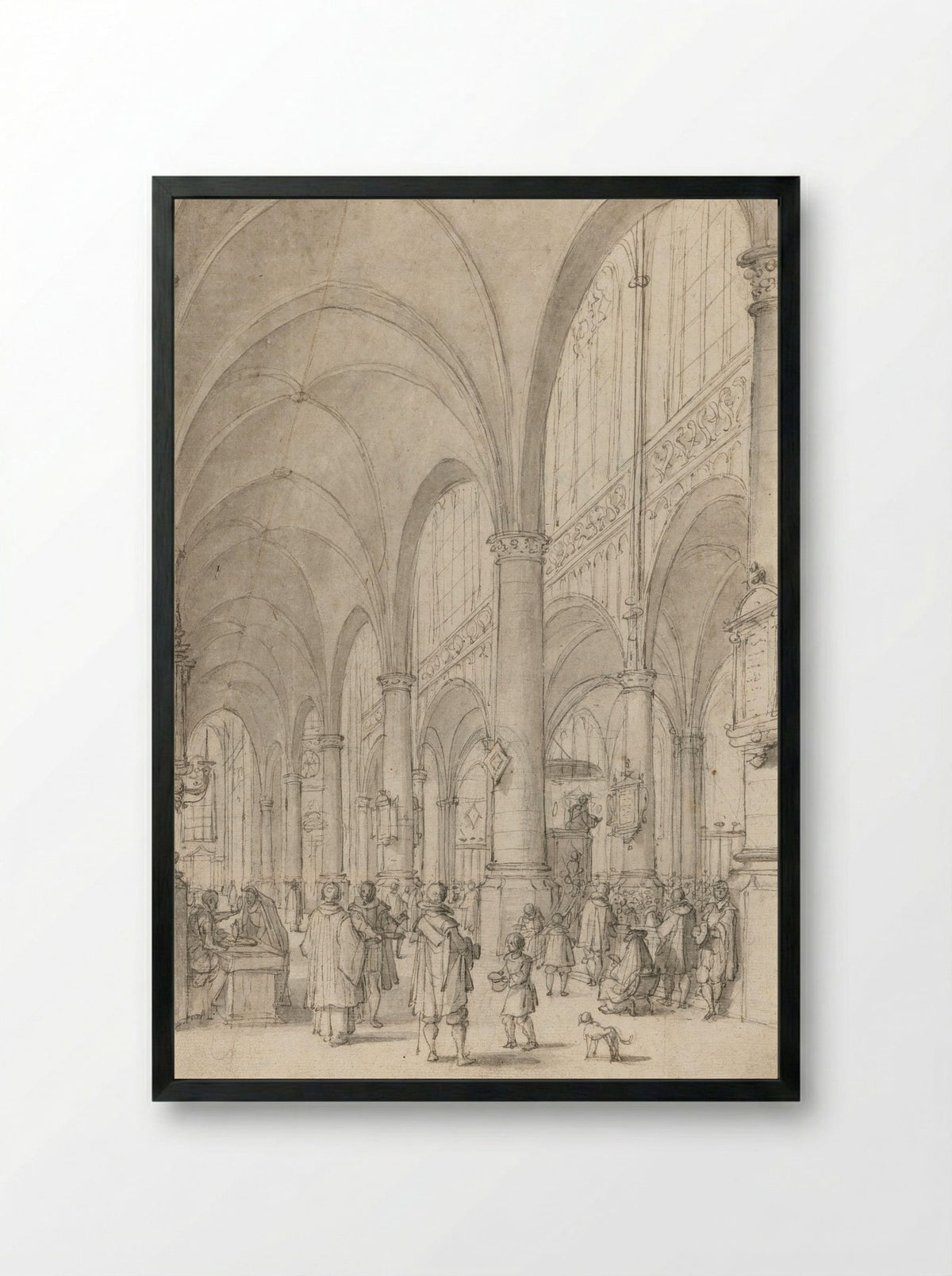 Interieur van de Sint-Jacobskerk te Antwerpen - Daniël de Blieck - Framed Print Black