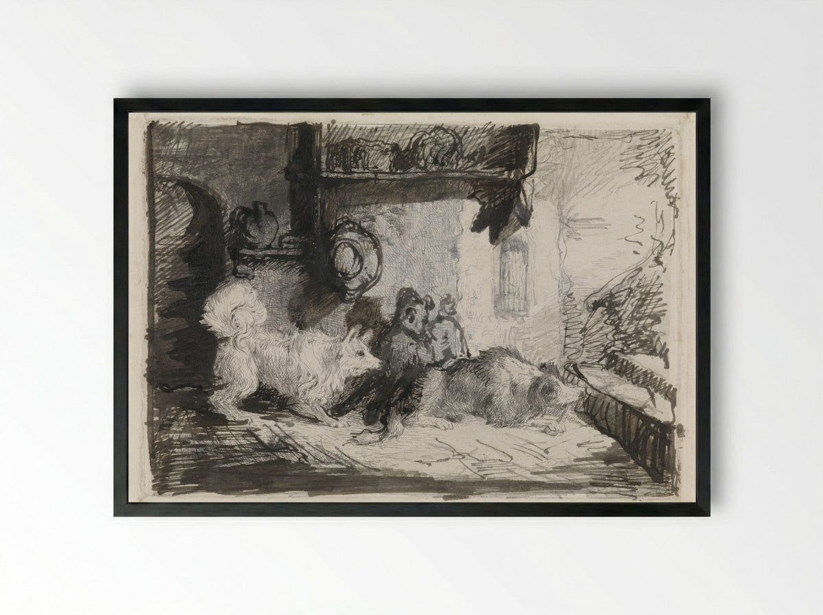 Twee honden (Two Dogs) - Jan Karel Jacob de Jonge - Framed Print Black