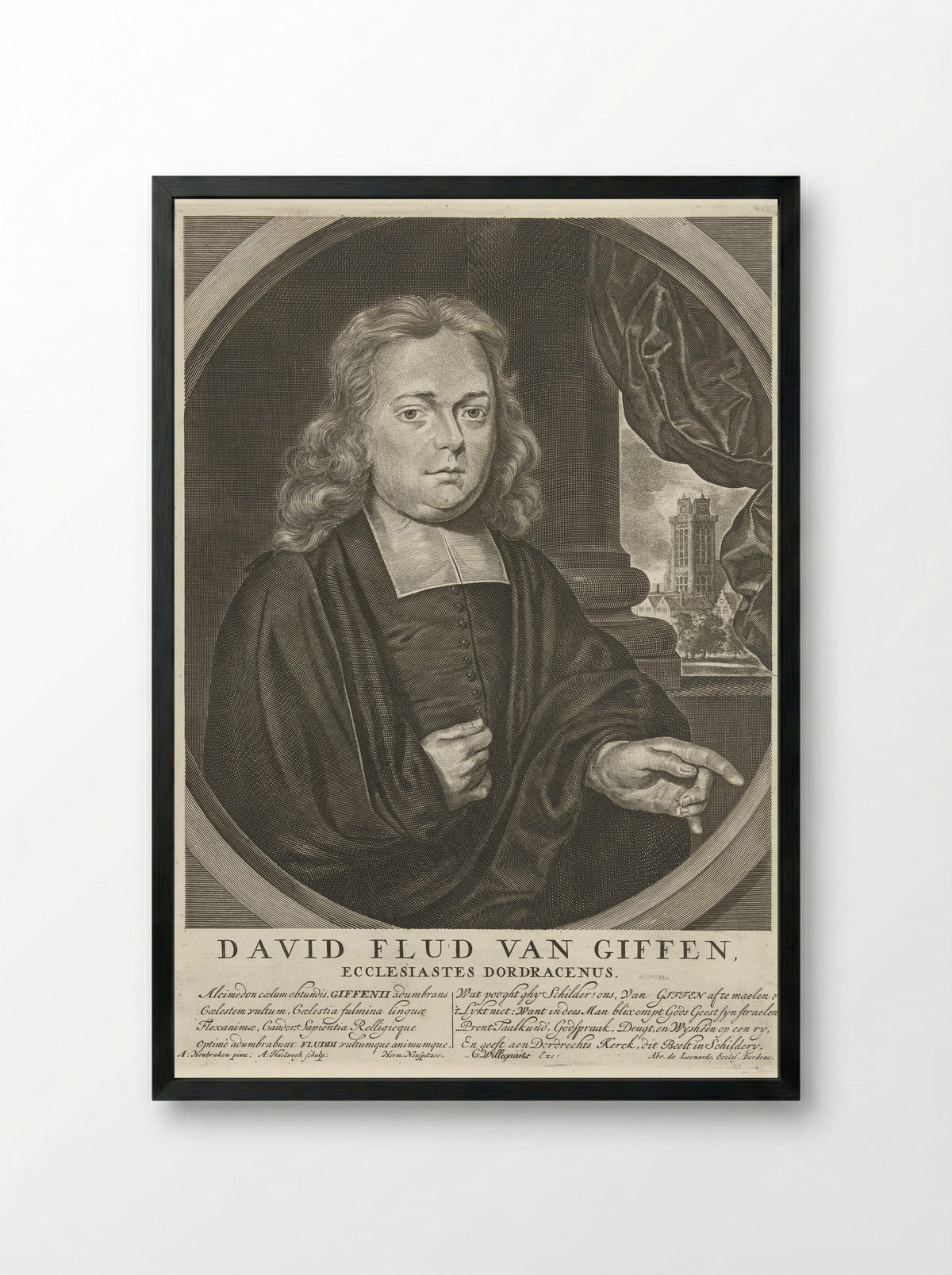 Portrait of David Flud van Giffen - Jan Luyken - Framed Print Black