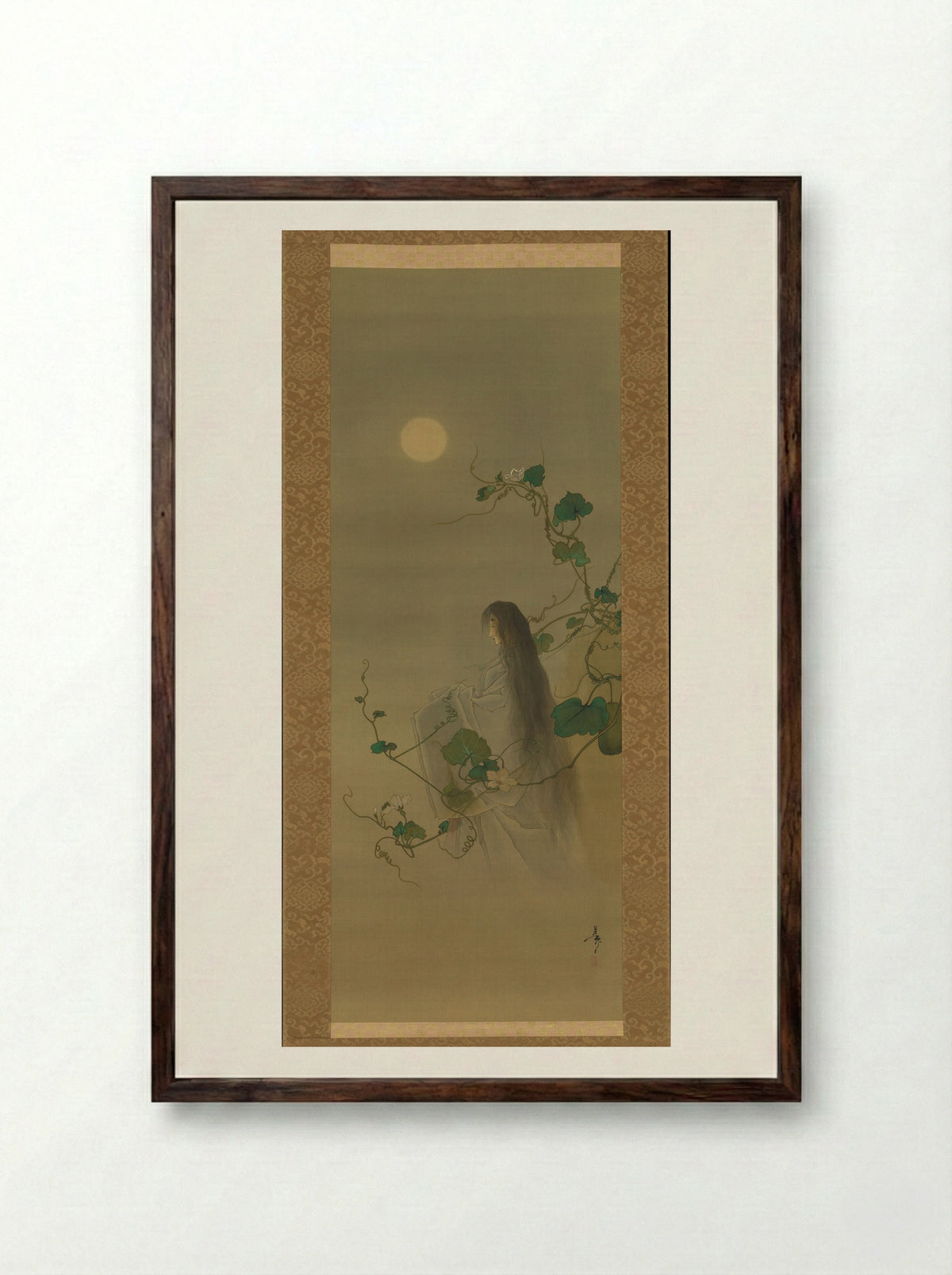 The Lady of the Evening Faces - Tsukioka Yoshitoshi - Framed Print Dark Wood