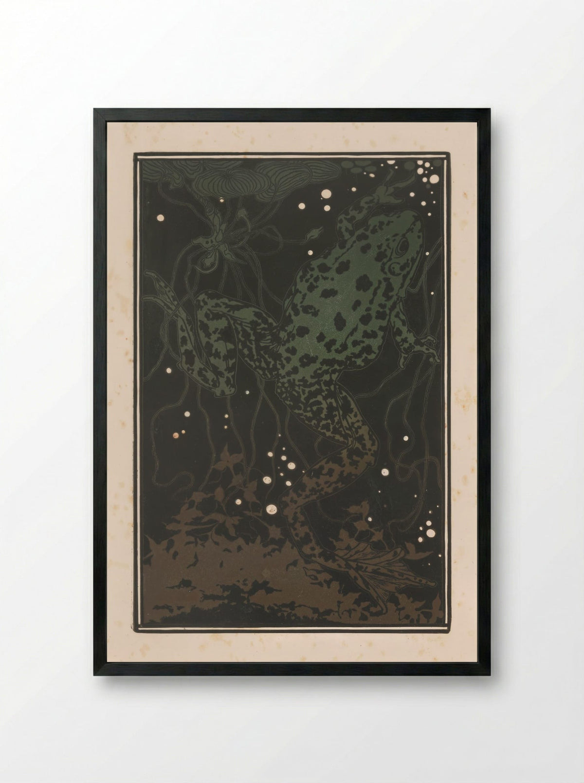 Zwemmende kikker (Swimming Frog) - Julie de Graag - Framed Print Black