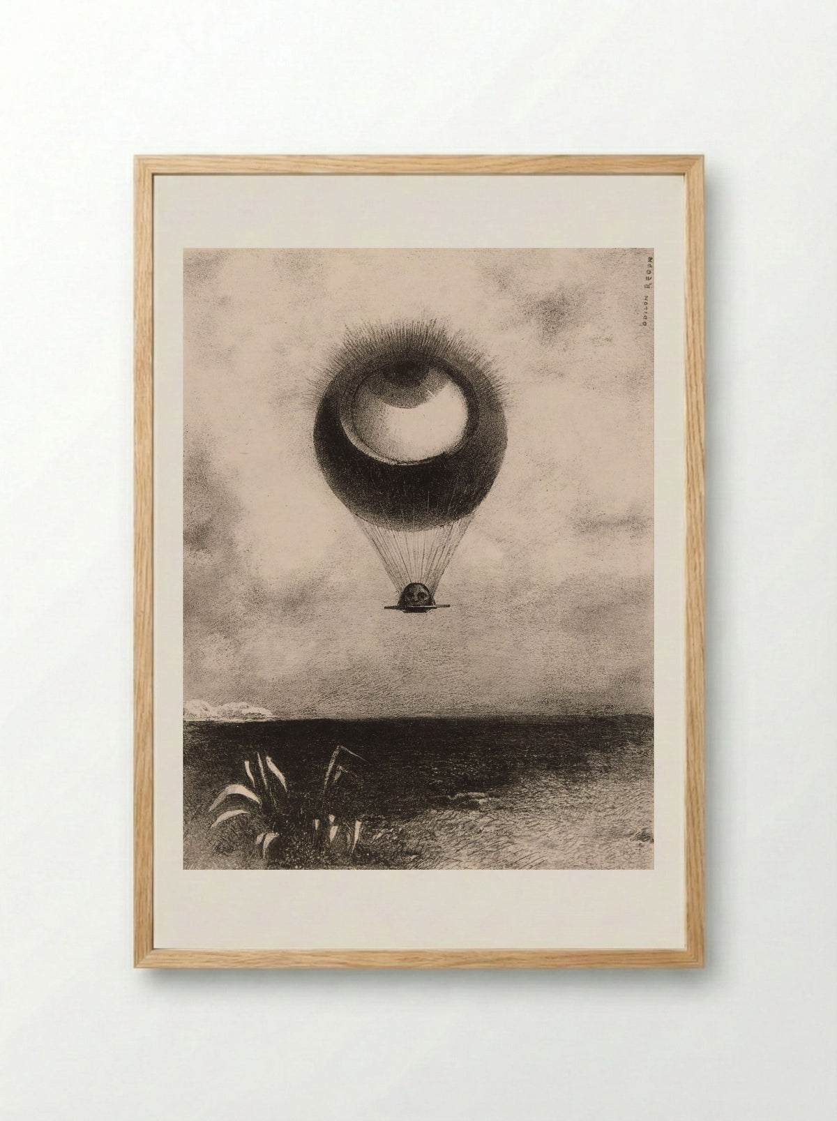 The Eye, Like a Strange Balloon Moves Towards Infinity - Odilon Redon - Framed Print Wood