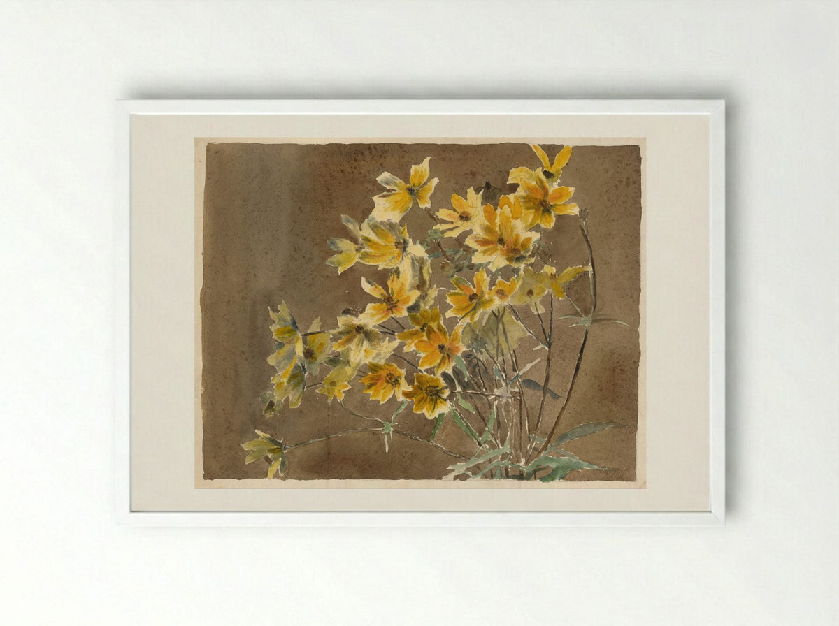 Yellow Flower with Border (1915) - Hannah Borger Overbeck - Framed Print White