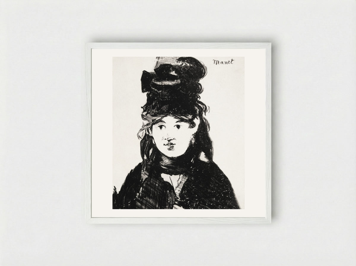 Berthe Morisot in Black - Édouard Manet - Framed Print White