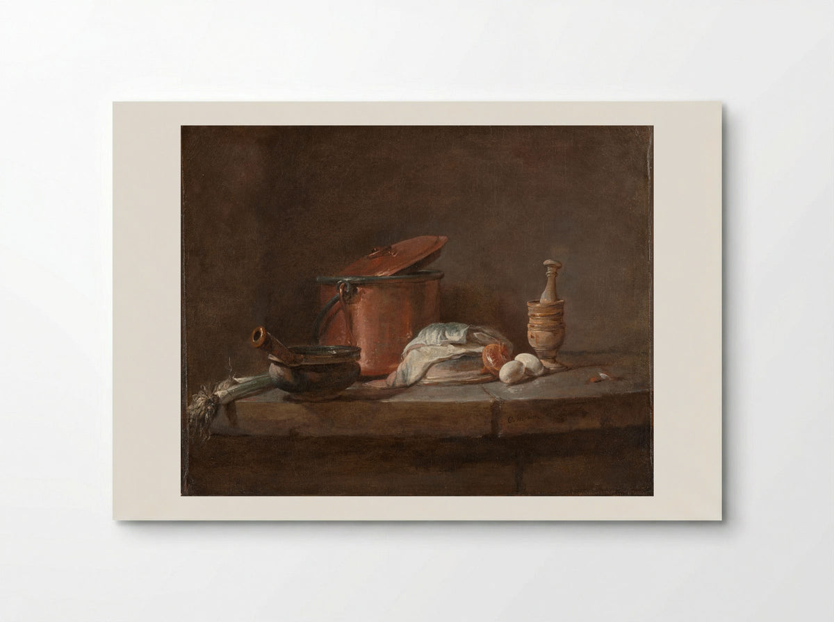Kitchen Utensils with Leeks, Fish, and Eggs - Jean-Siméon Chardin - Poster