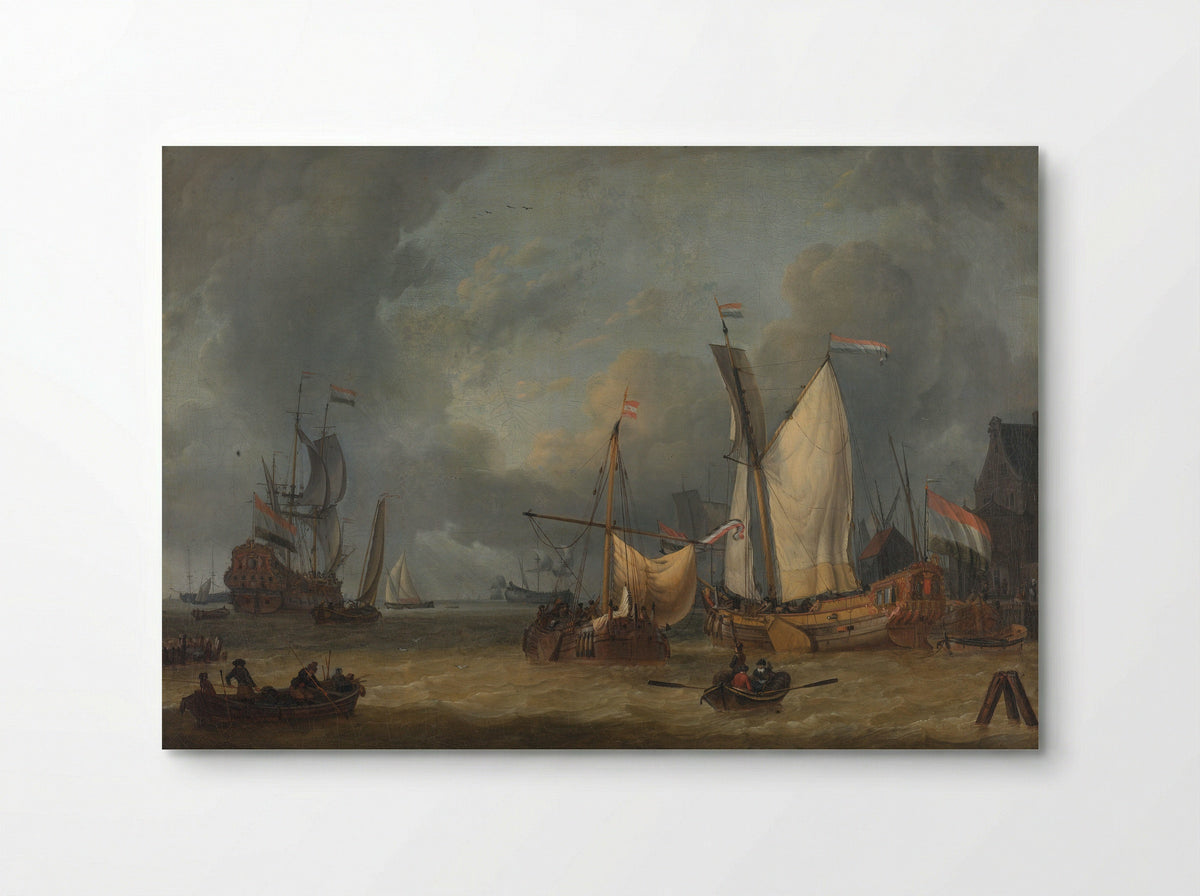 Ships in a Harbour in a Strong Breeze - Jan Claesz. Rietschoof - Poster