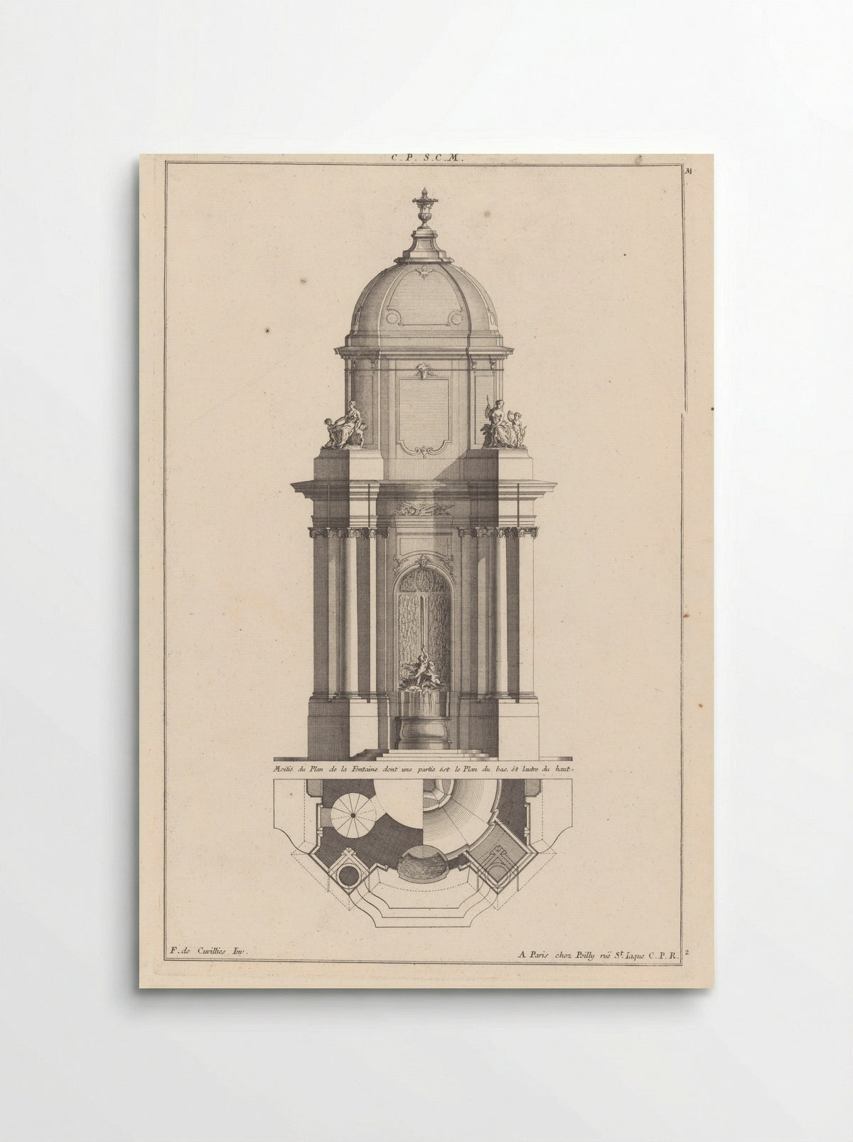 Fontein met vrouwen en putti - François de Cuvilliés (Sr.) - Poster