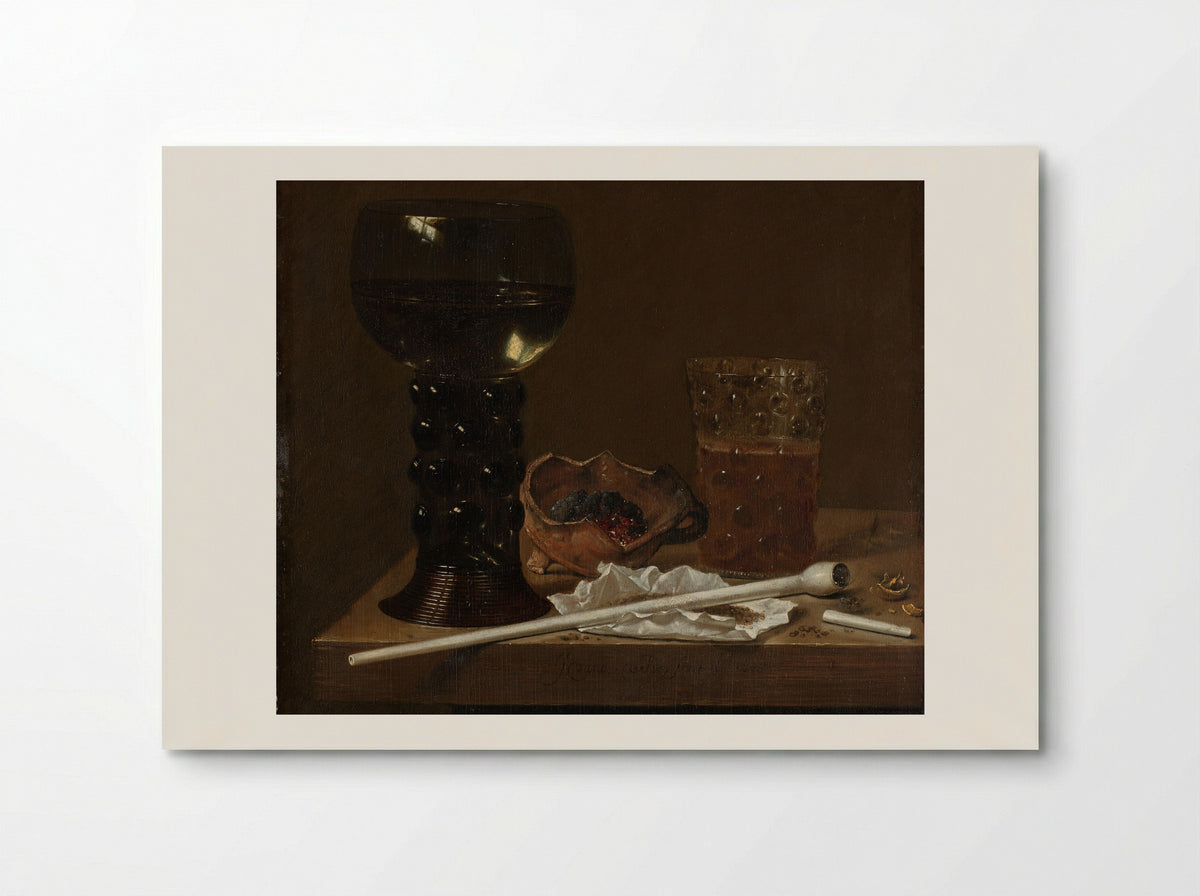 Stilleven met roemer, bierglas en pijp - Jan Jansz van de Velde (III) - Poster