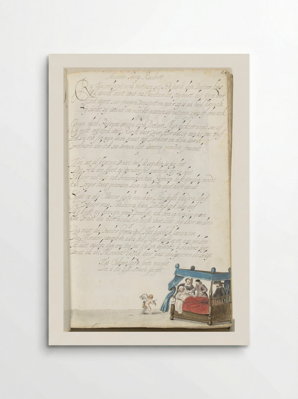 Jonge vrouw in bed met liefdespijn - Gesina ter Borch - Poster