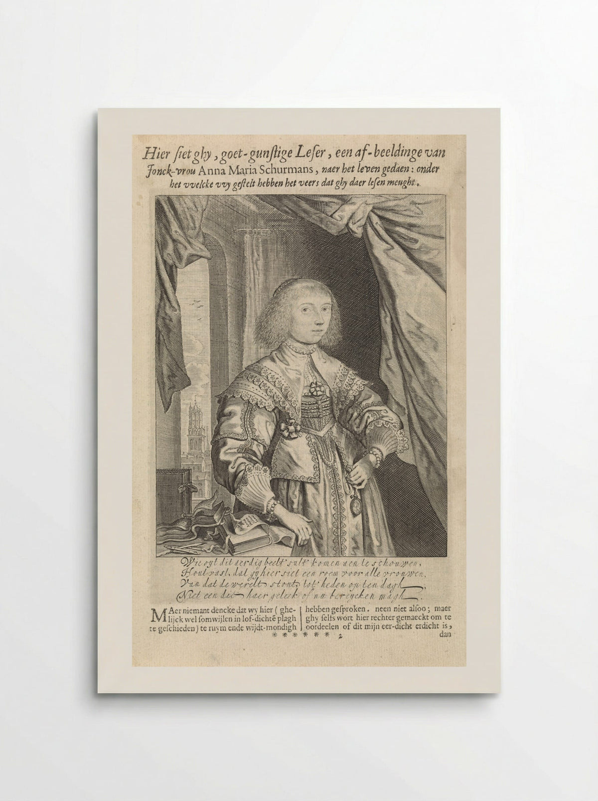 Portret van Anna Maria van Schurman - Theodor Matham - Poster