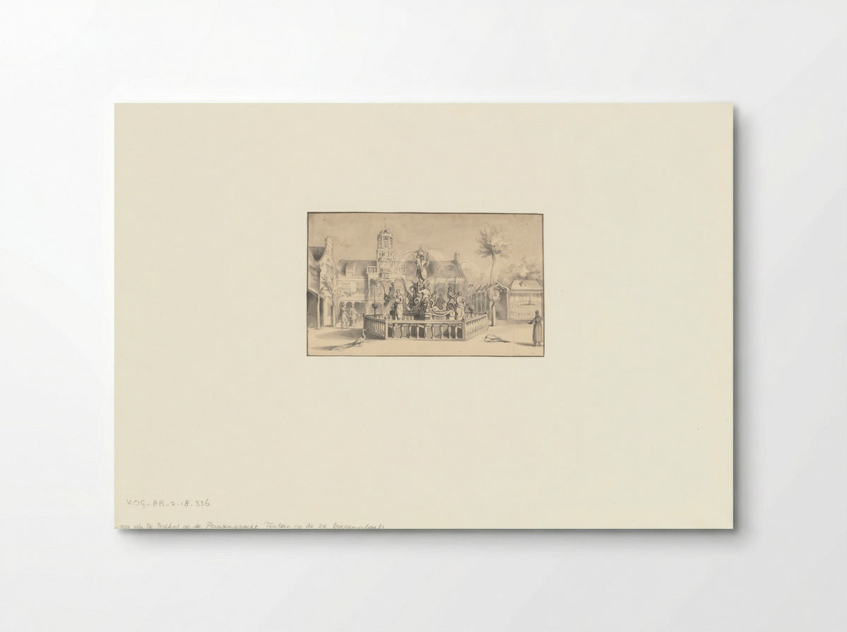Gezicht op de fontein op de tweede binnenplaats van het Oude Doolhof aan de Prinsengracht - Hilmar Johannes Backer - Poster