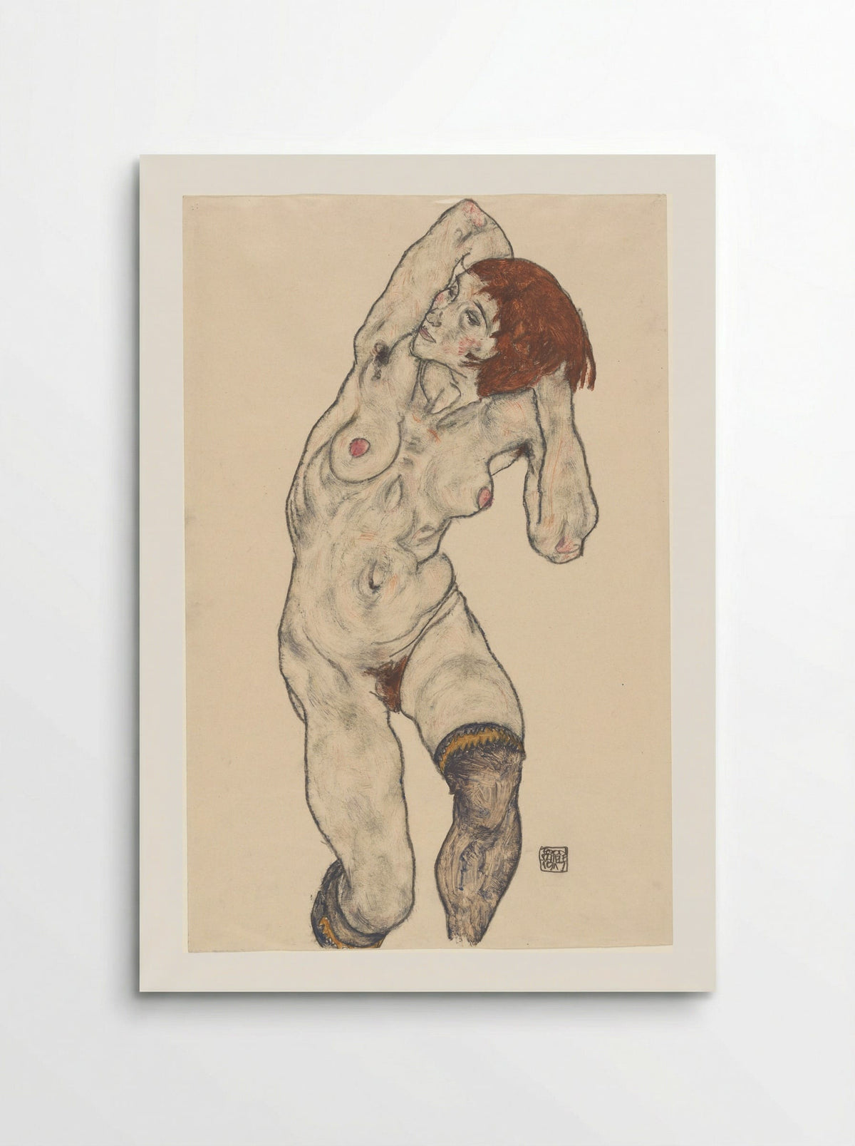 Nude in Black Stockings - Egon Schiele - Poster