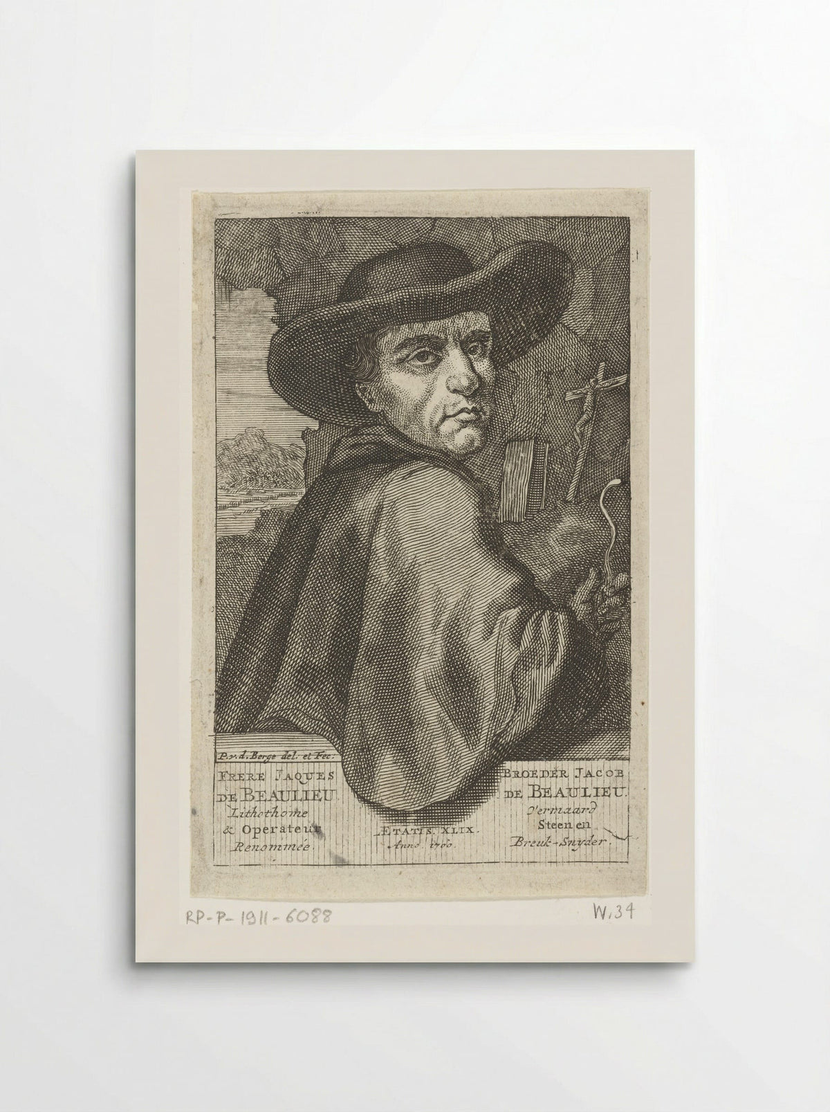 Portrait of Frère Jacques de Beaulieu as a Hermit - Pieter van den Berge - Poster