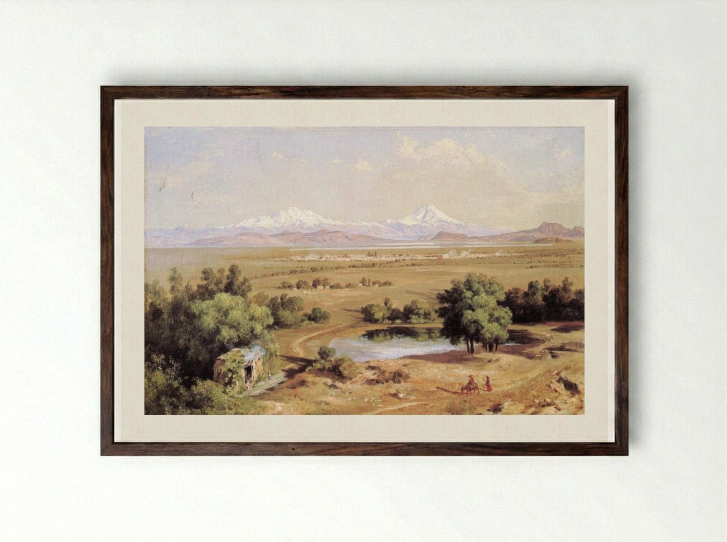 Árboles del pirú del Tepeyac - José María Velasco - Framed Print Dark Wood