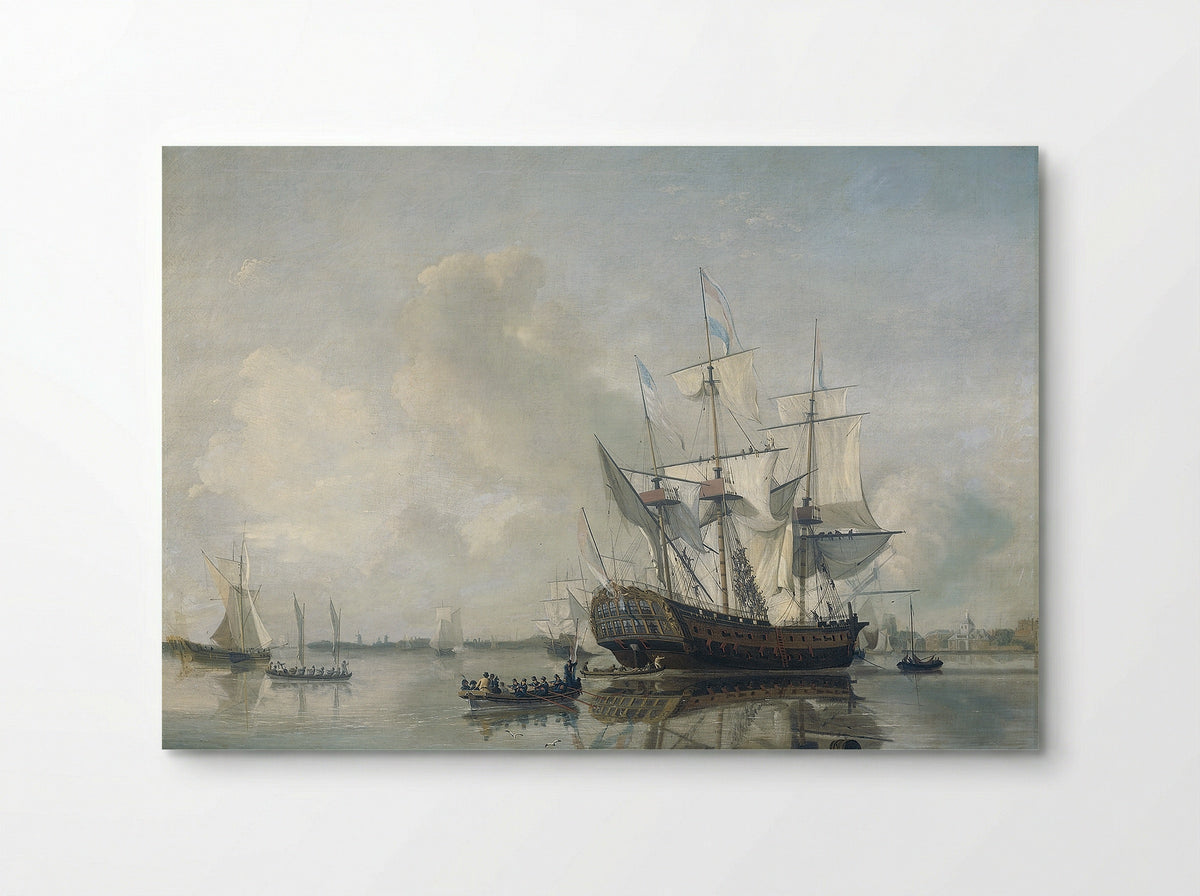 's Lands fregat 'Rotterdam' op de Maas voor Rotterdam - Nicolaas Baur - Poster