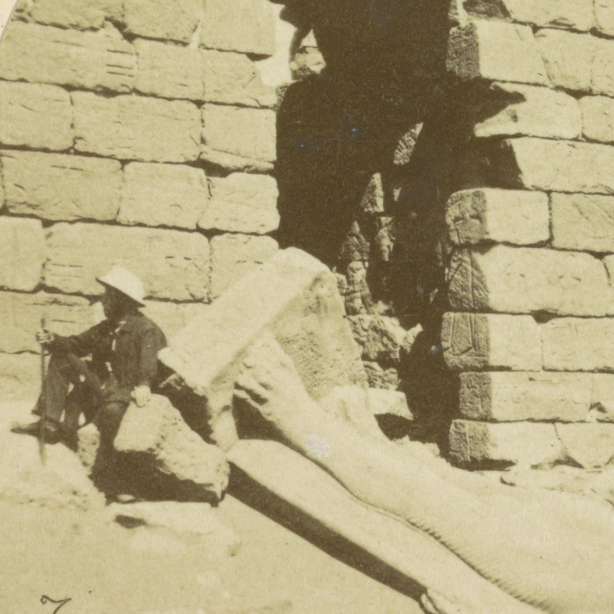 Colossus at the Entrance to the Temple of Wadi es-Sebua, Egypt - Francis Frith - Artwork detail