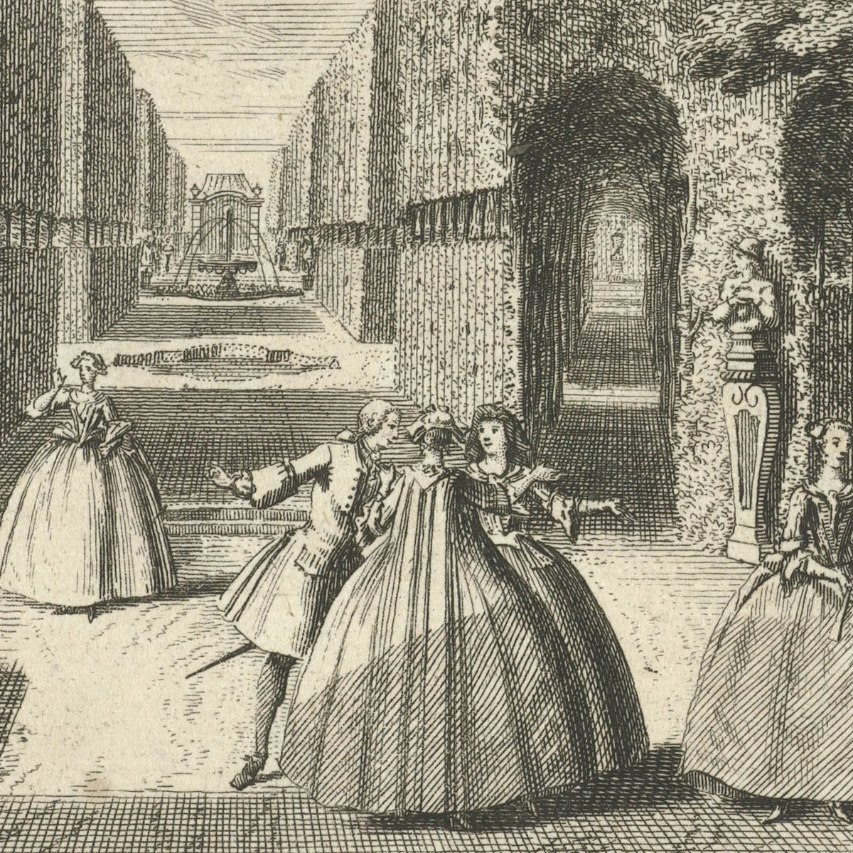 Gezicht vanuit de colonnade op de tuin van Huis ter Meer te Maarssen - Hendrik de Leth - Artwork detail