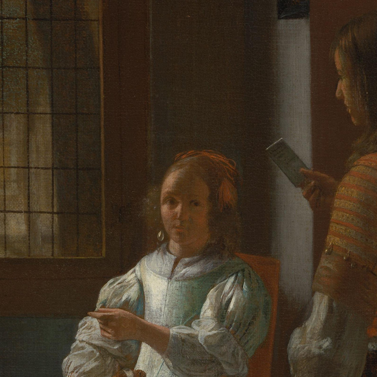 The Handing Over of a Letter in the Entrance Hall - Pieter de Hooch - Artwork detail