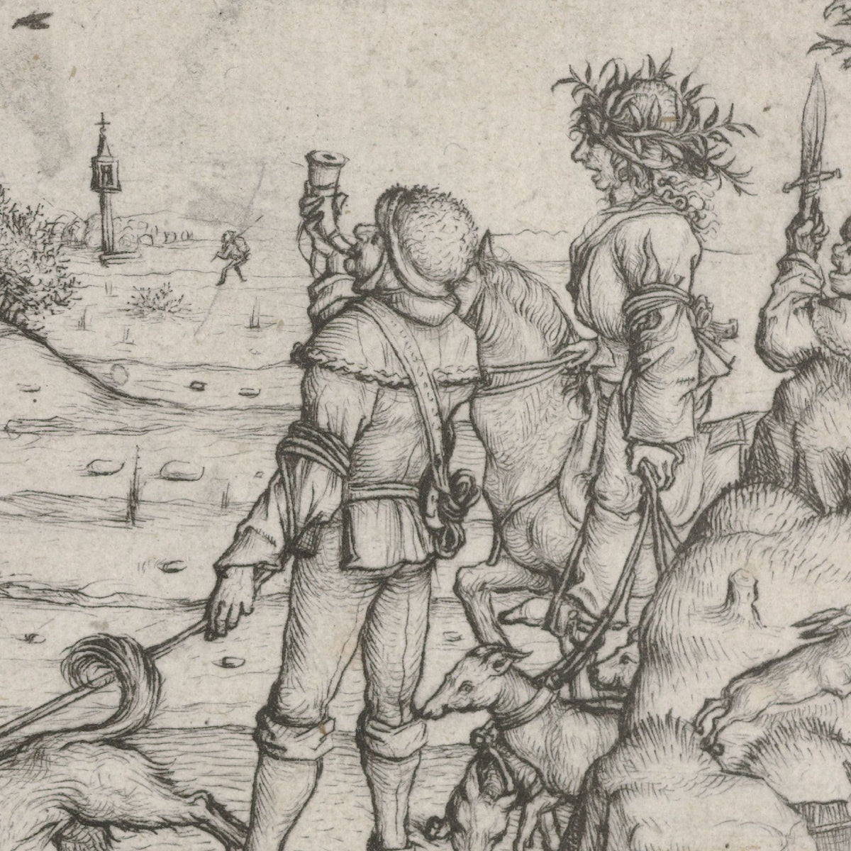 Hertenjacht (The Stag Hunt) - Master of the Amsterdam Cabinet - Artwork detail