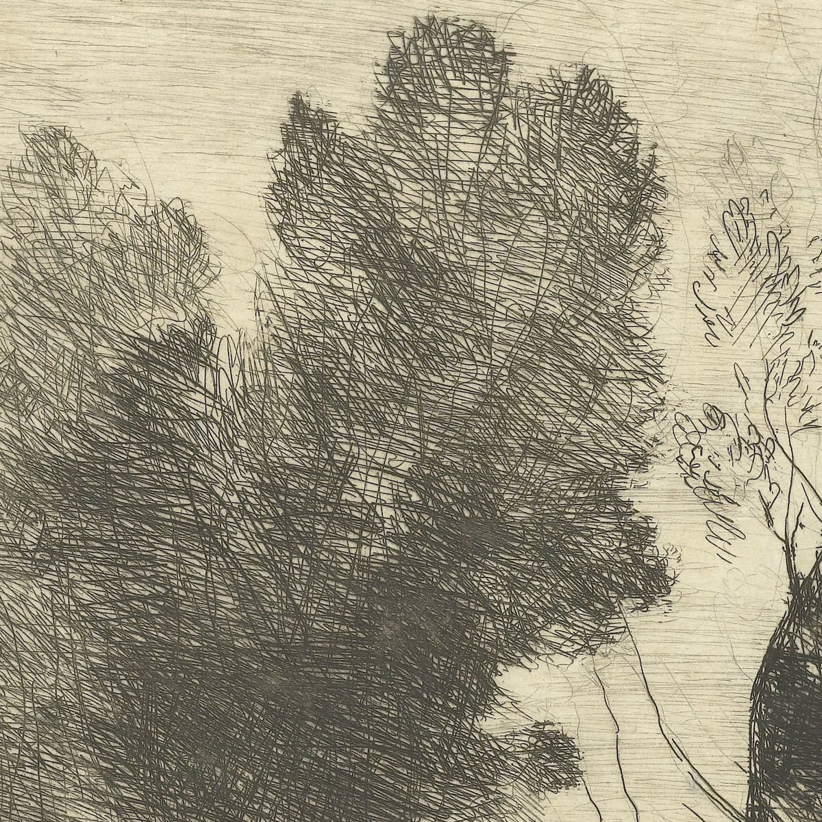 Landschap met bomen in omgeving van Rome - Camille Corot - Artwork detail