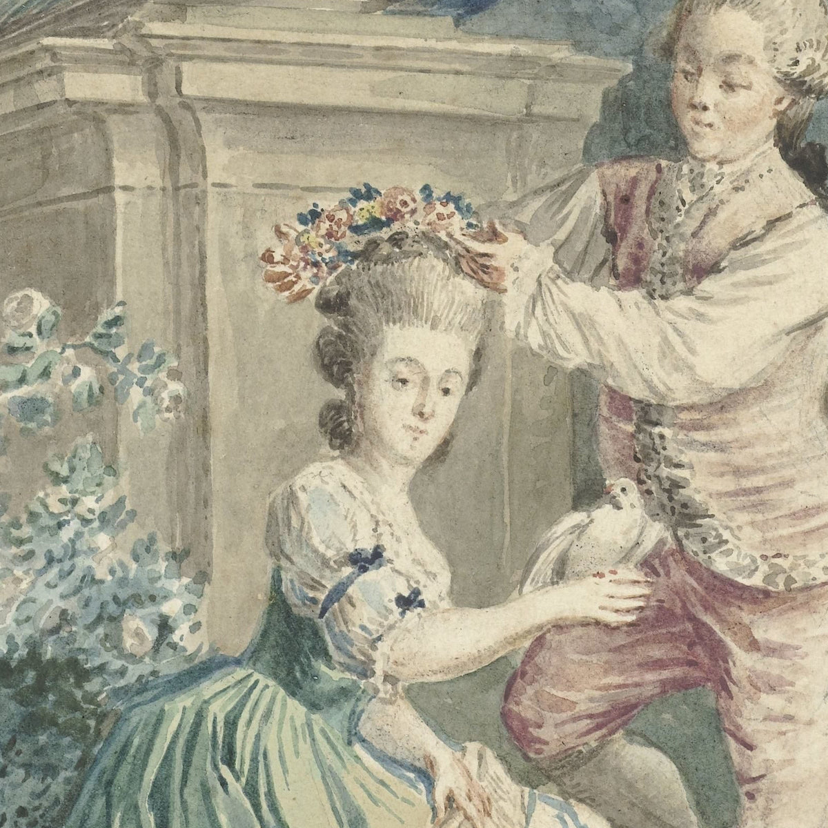 Elegant Couple in a Park - Nicolaes Muys - Artwork detail