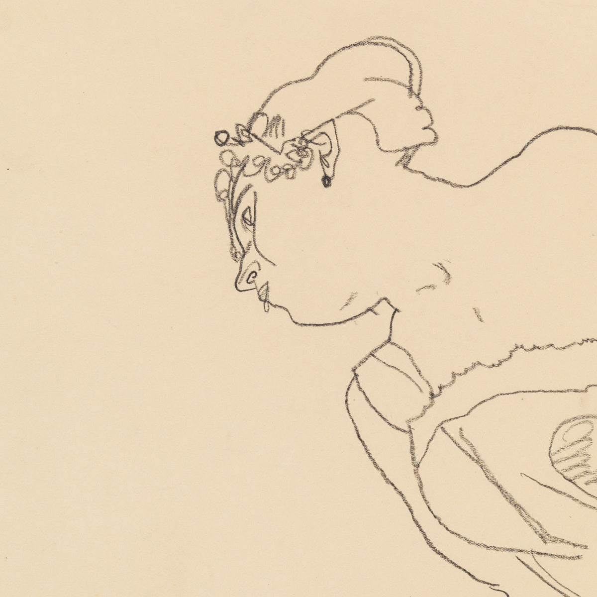 Seated Woman in Corset and Boots - Egon Schiele - Artwork detail