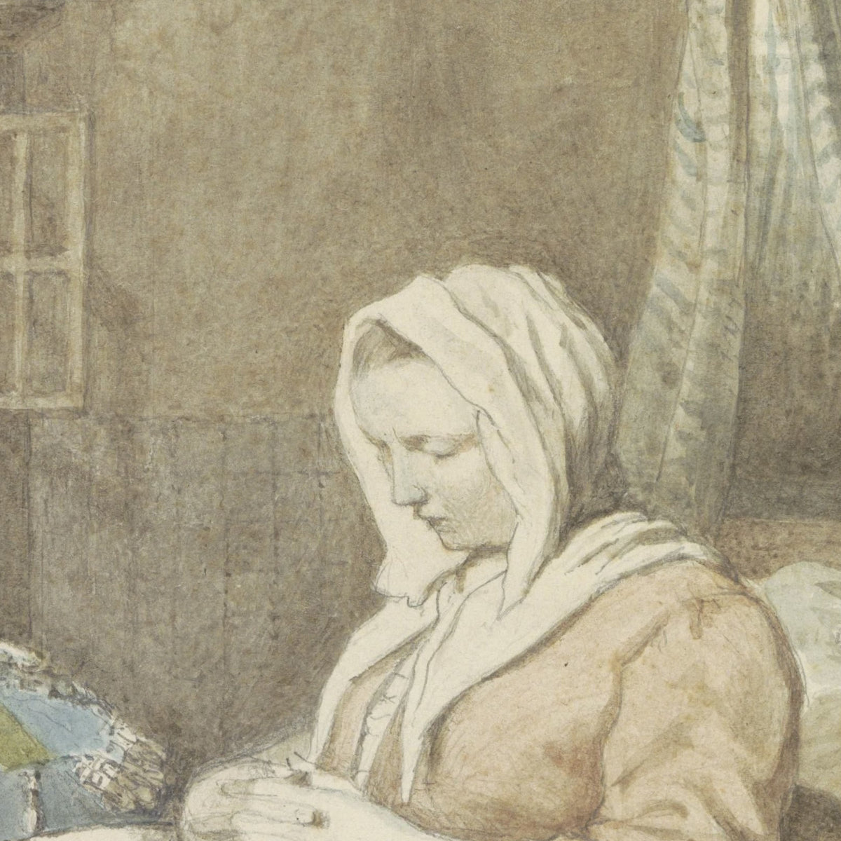 De slapende kantwerkster - Ignatius Josephus Van Regemorter - Artwork detail