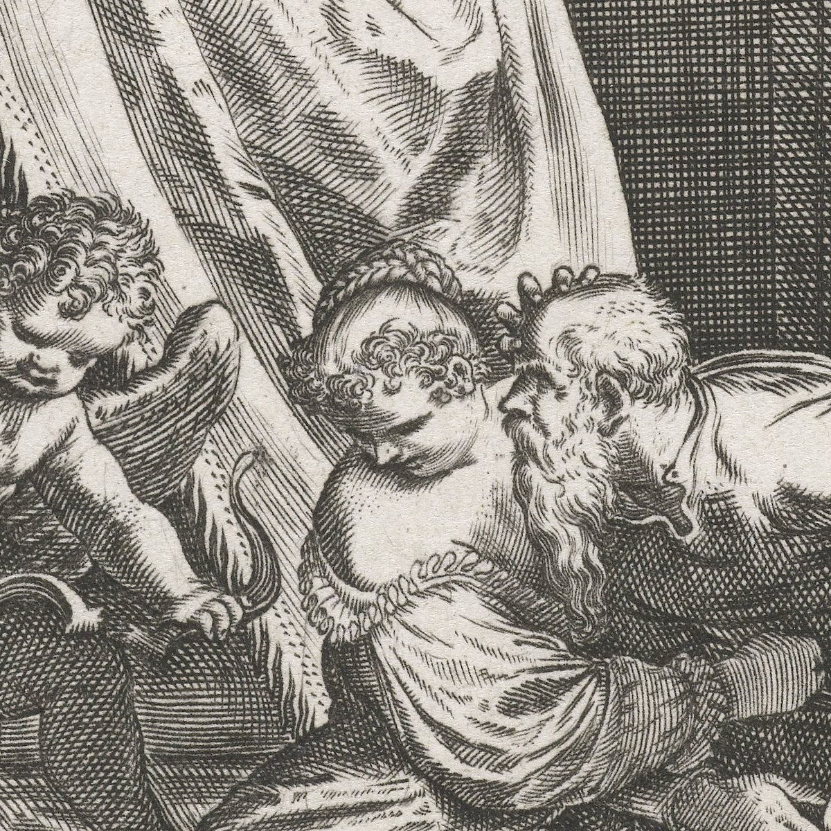 Jonge vrouw wijst oude vrijer af - Johann Theodor de Bry - Artwork detail